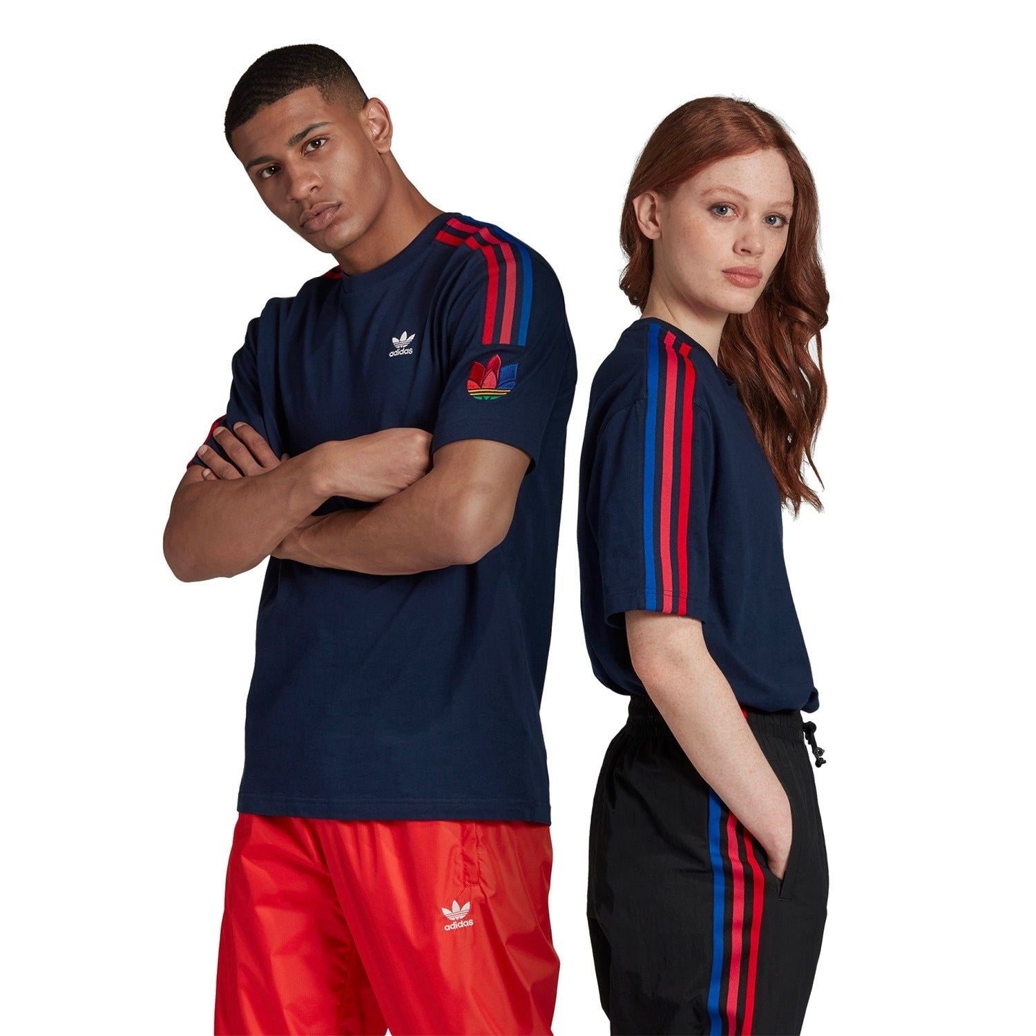 adidas Originals Adicolor 3D Trefoil 3-Stripes Tee - Navy - ViaductClothing - -