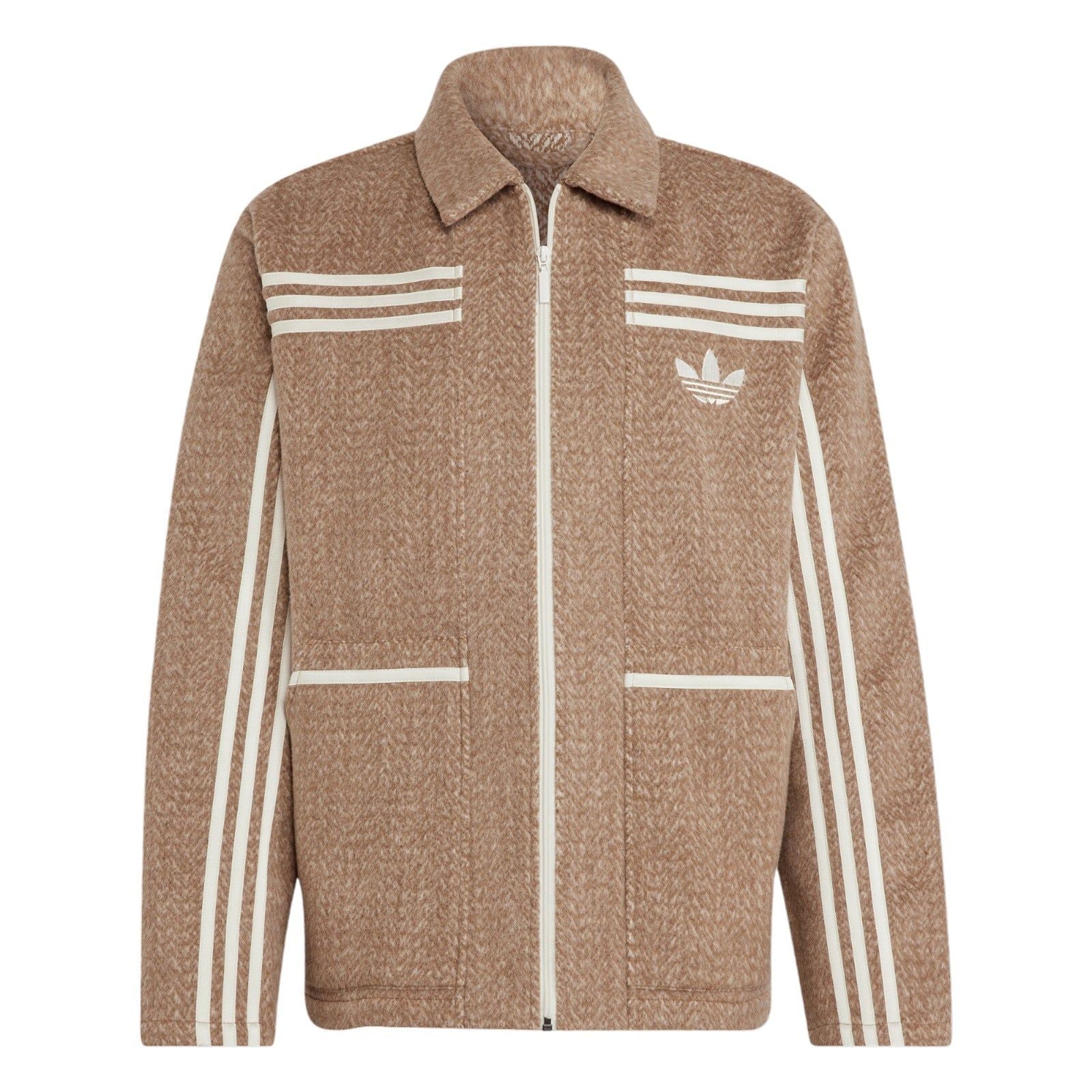 adidas Originals Adicolor 70s Collared Zip-Through Jacket - Brown Desert - ViaductClothing - -