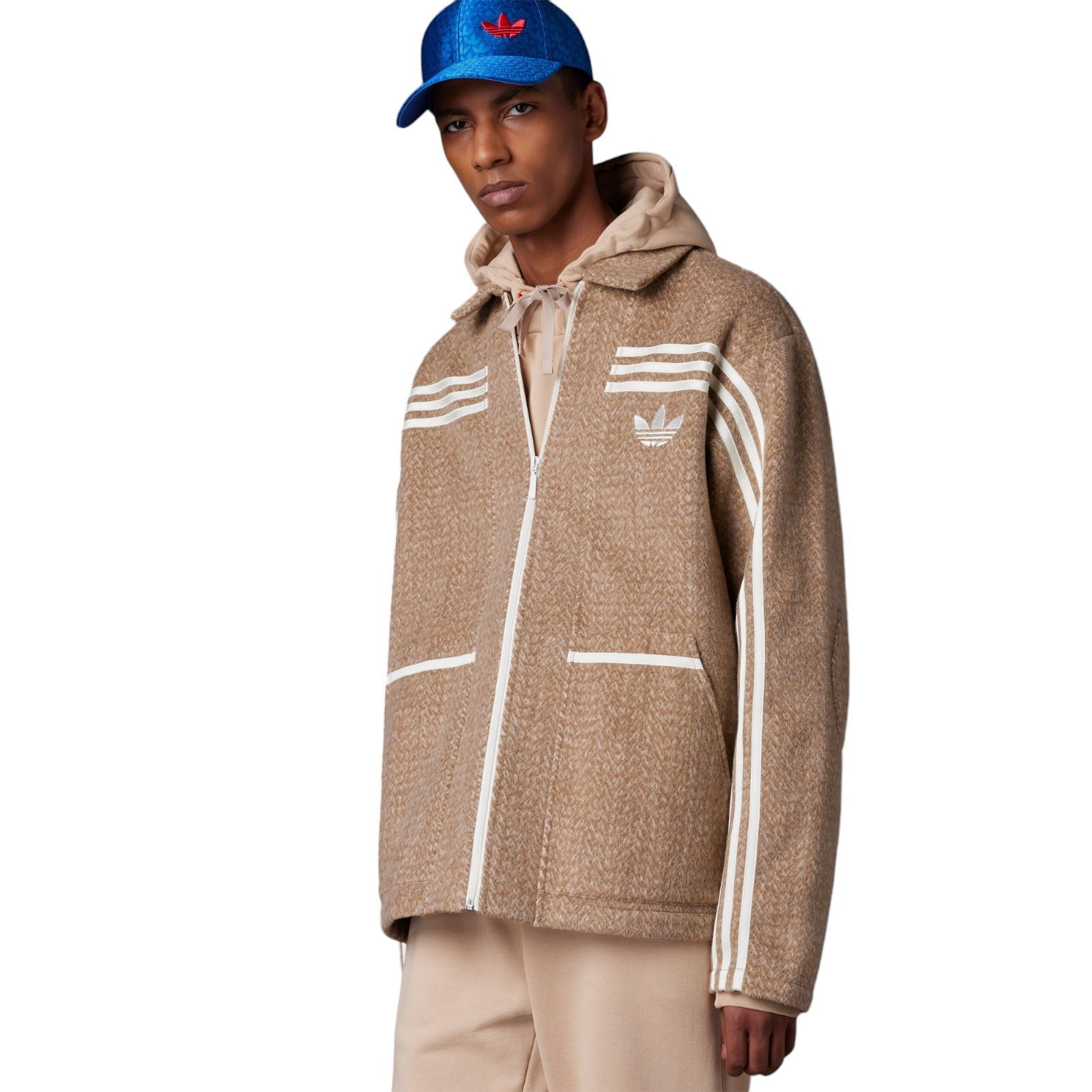 adidas Originals Adicolor 70s Collared Zip-Through Jacket - Brown Desert - ViaductClothing - -