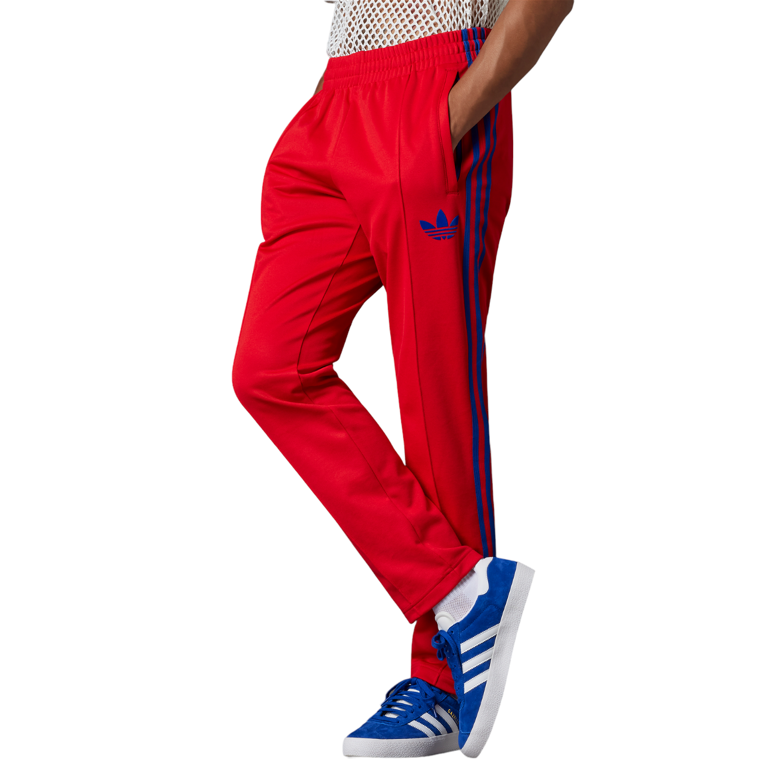 adidas Originals Adicolor 70s Striped Beckenbauer Pants - Scarlet - ViaductClothing - -