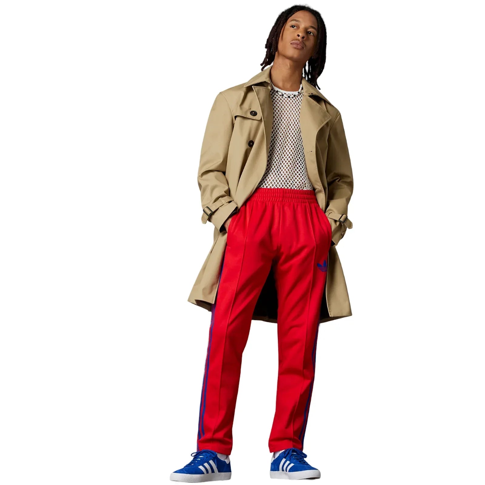 adidas Originals Adicolor 70s Striped Beckenbauer Pants - Scarlet - ViaductClothing