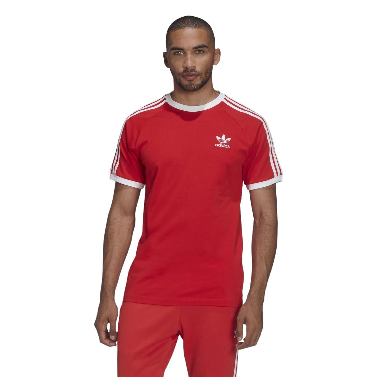 adidas Originals Adicolor Classic 3 Stripe Tee - Vivid Red - ViaductClothing - -