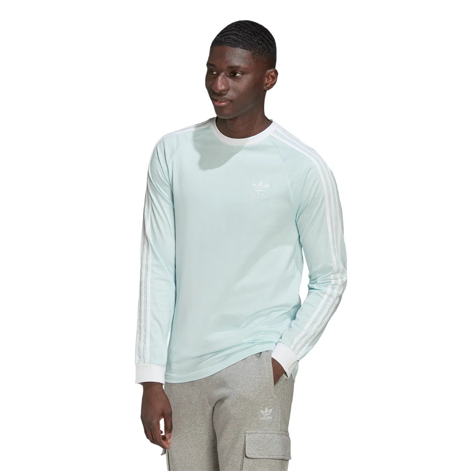 adidas Originals Adicolor Classics 3-Stripes Long Sleeve Tee - Almost Blue - ViaductClothing