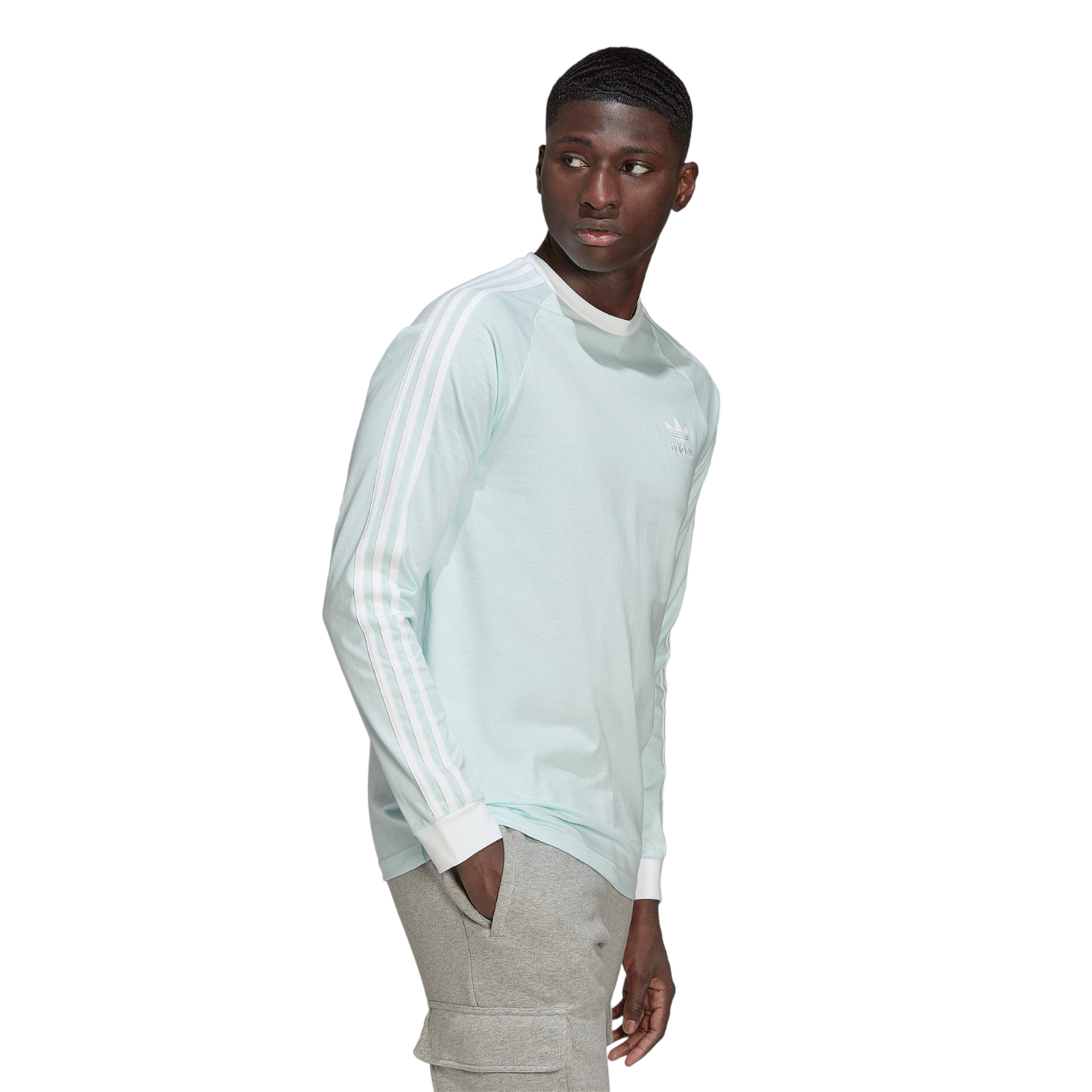adidas Originals Adicolor Classics 3-Stripes Long Sleeve Tee - Almost Blue - ViaductClothing - -