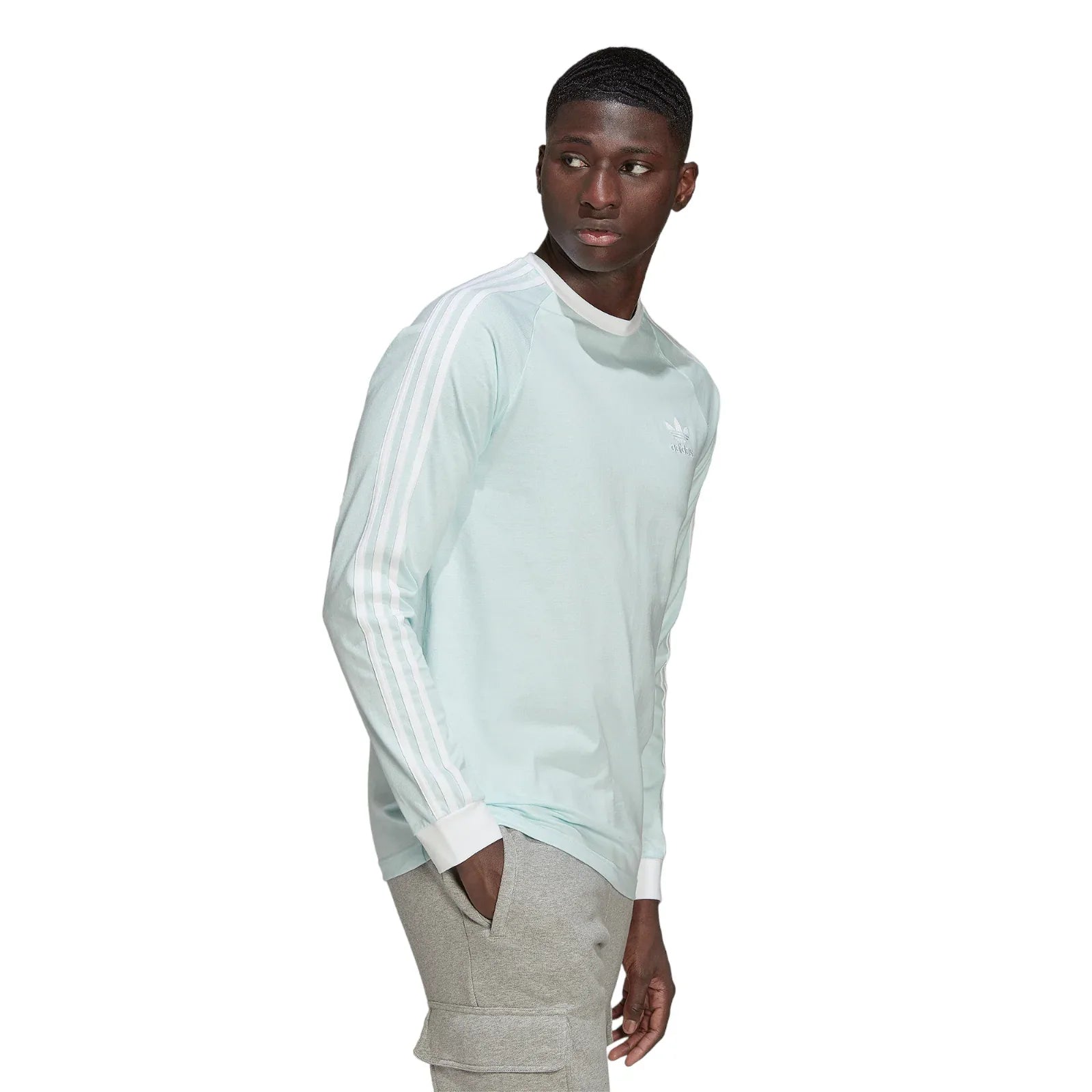 adidas Originals Adicolor Classics 3-Stripes Long Sleeve Tee - Almost Blue - ViaductClothing
