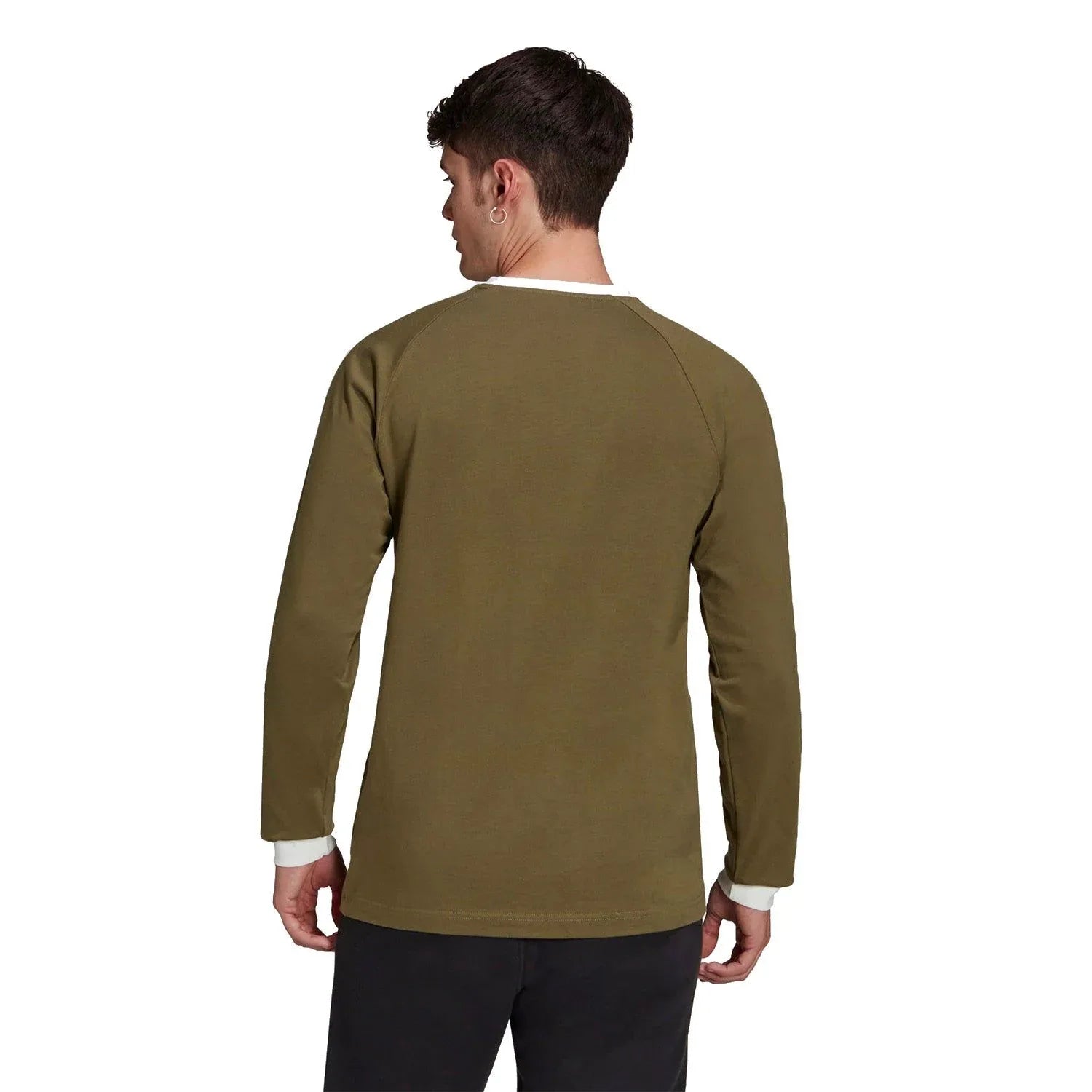 adidas Originals Adicolor Classics 3-Stripes Long Sleeve Tee - Focus Olive - ViaductClothing
