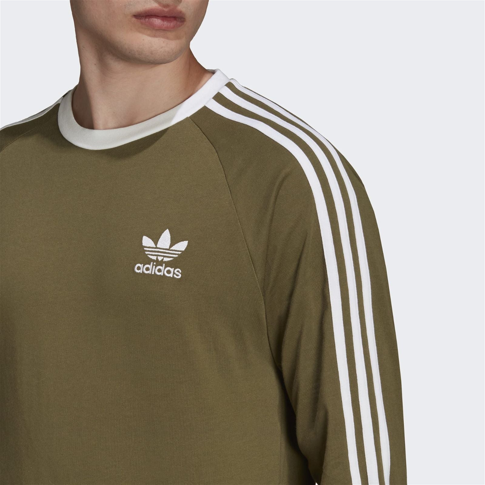 adidas Originals Adicolor Classics 3-Stripes Long Sleeve Tee - Focus Olive - ViaductClothing - -
