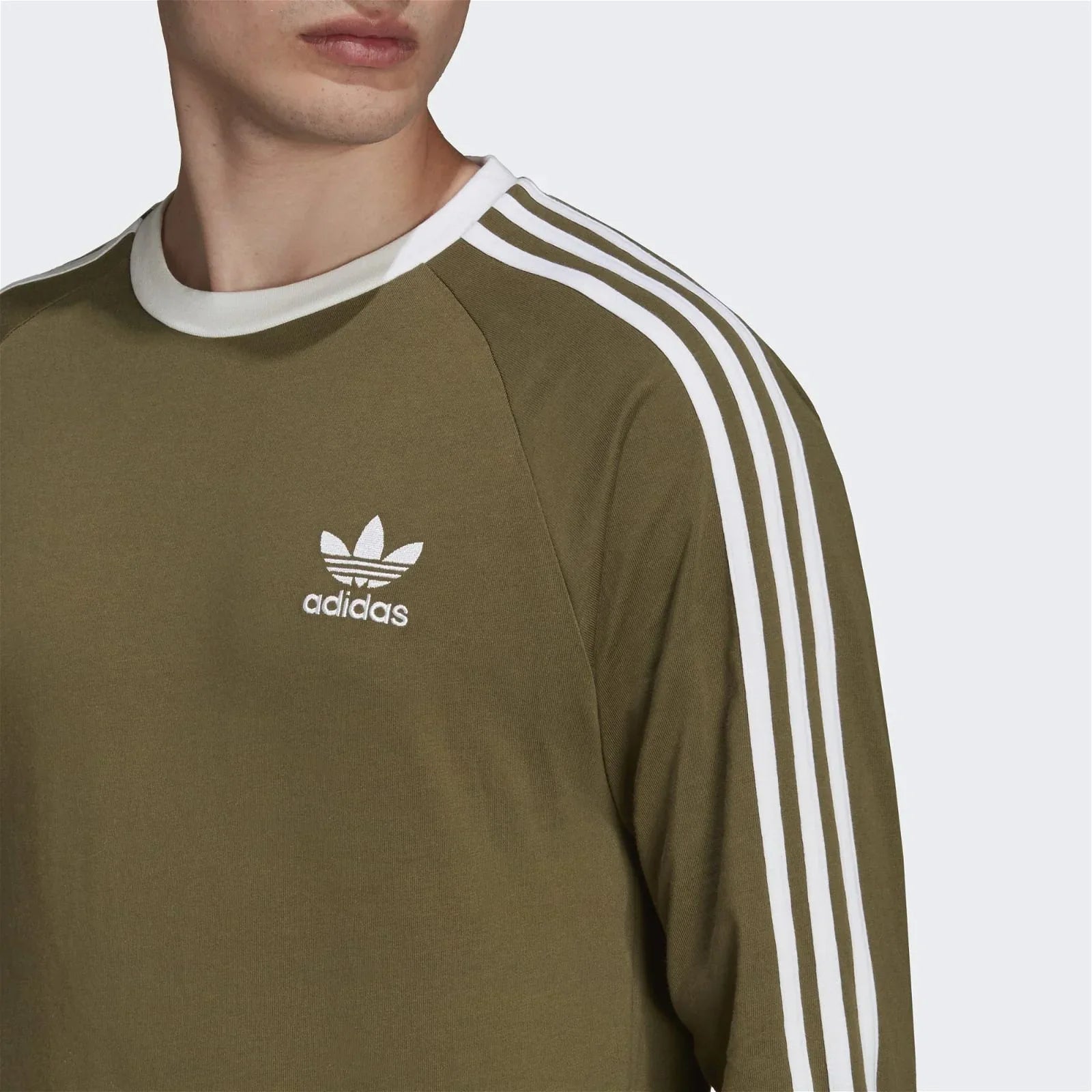 adidas Originals Adicolor Classics 3-Stripes Long Sleeve Tee - Focus Olive - ViaductClothing