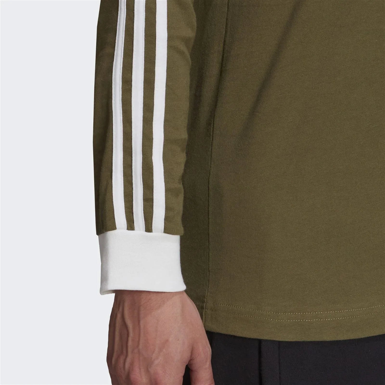adidas Originals Adicolor Classics 3-Stripes Long Sleeve Tee - Focus Olive - ViaductClothing