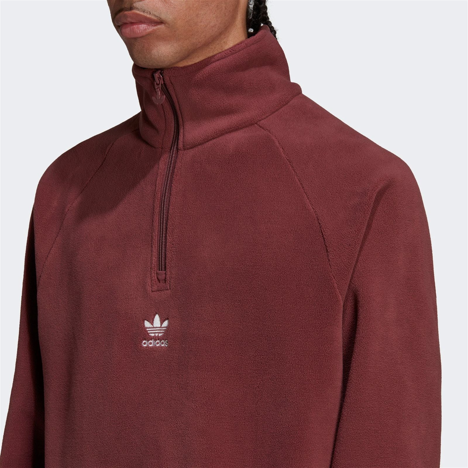 adidas Originals Adicolor Classics Teddy Fleece Half-Zip Jacket - Crimson - ViaductClothing - -