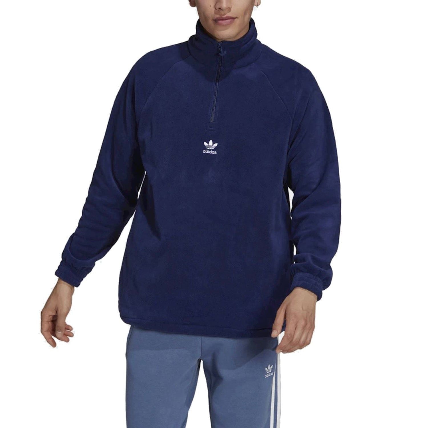 adidas Originals Adicolor Classics Teddy Fleece Half-Zip Jacket - Navy - ViaductClothing - -