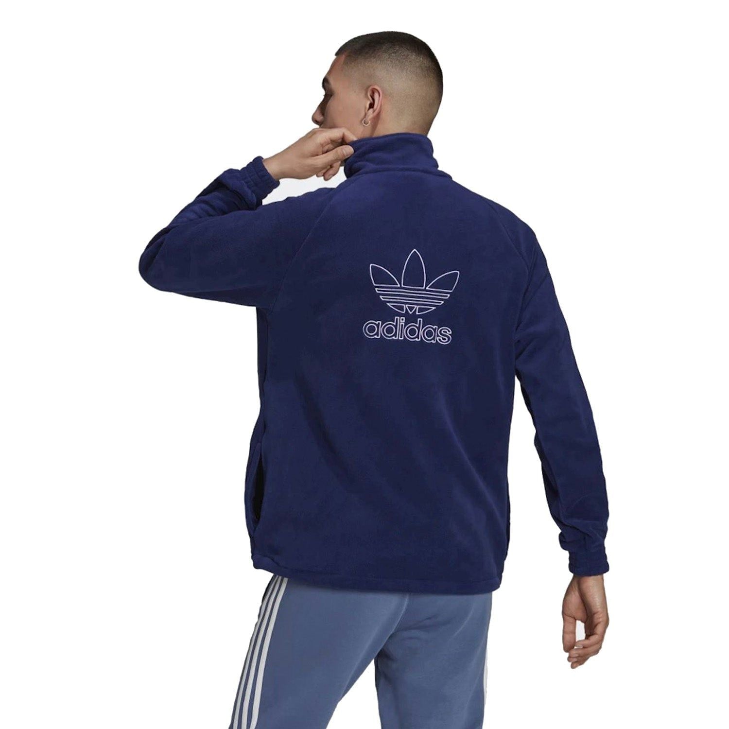 adidas Originals Adicolor Classics Teddy Fleece Half-Zip Jacket - Navy - ViaductClothing - -