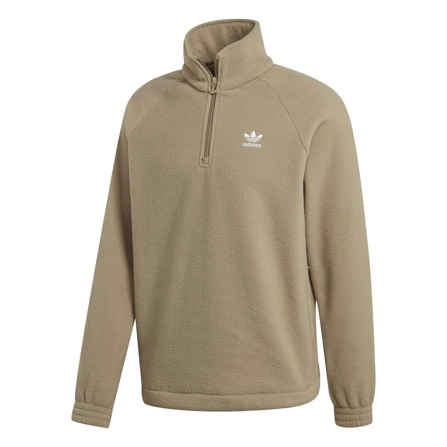 adidas Originals Adicolor Polar Fleece Half-Zip Sweatshirt - Beige - ViaductClothing - -