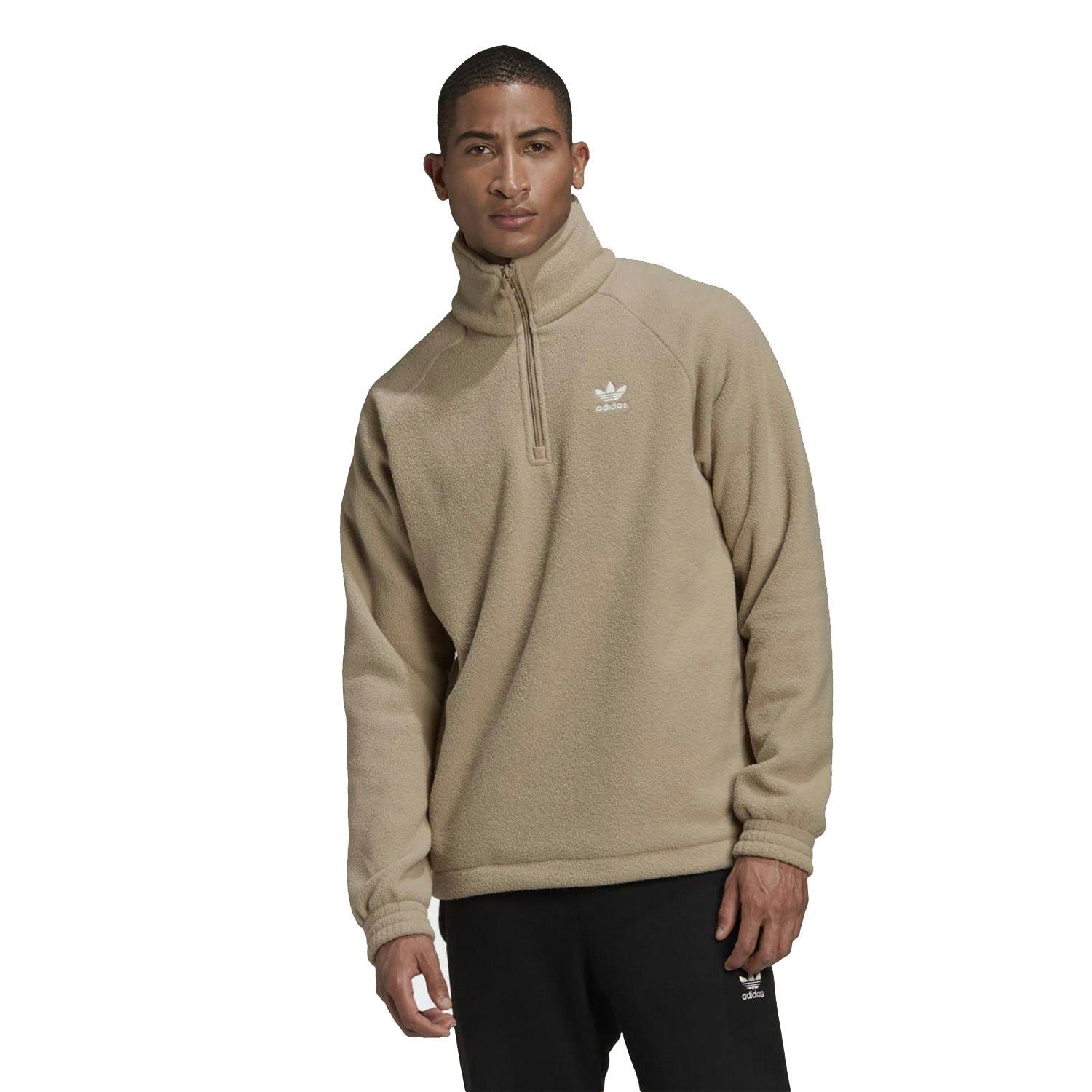 adidas Originals Adicolor Polar Fleece Half-Zip Sweatshirt - Beige - ViaductClothing - -