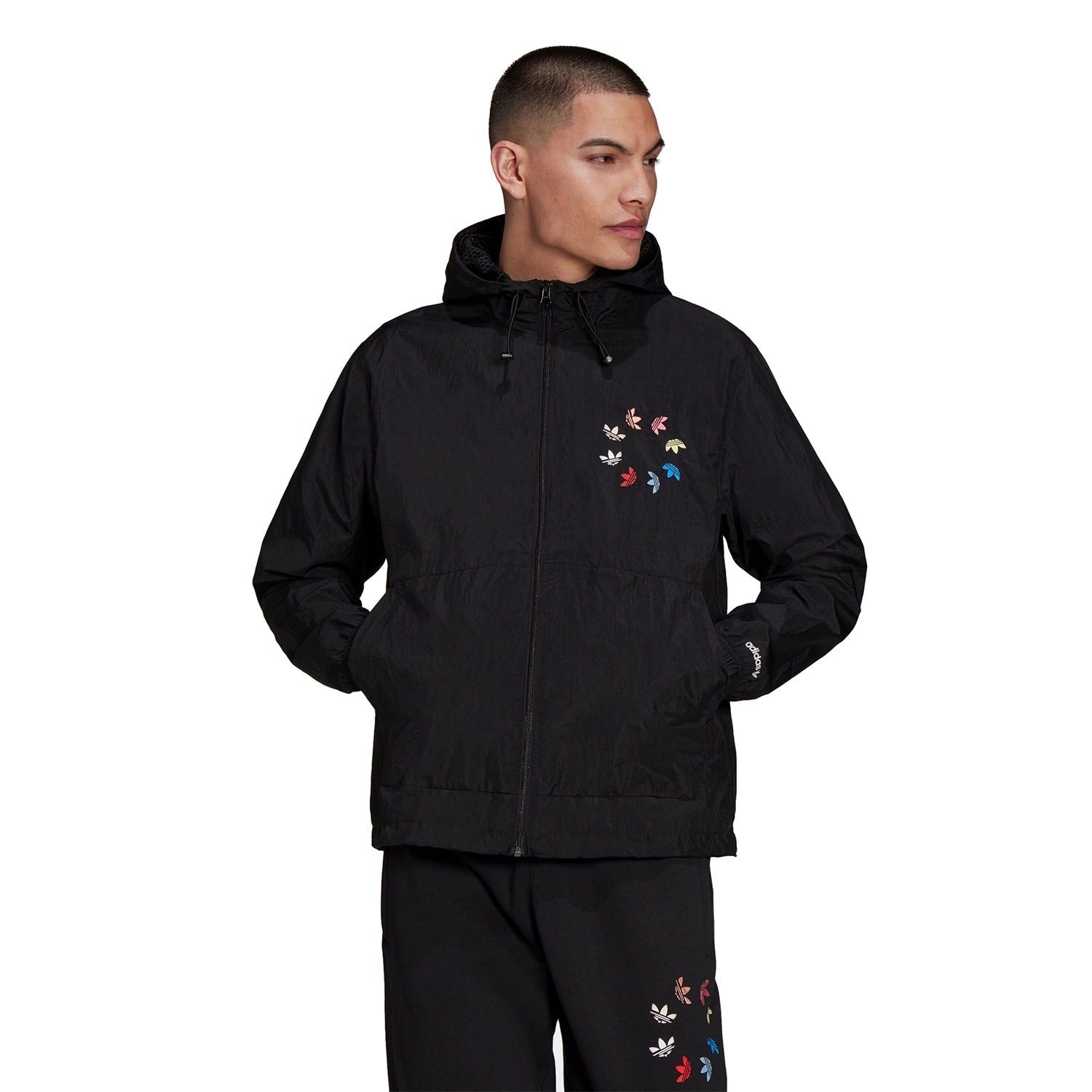 adidas Originals Adicolor Shattered Trefoil Windbreaker - Black - ViaductClothing - -