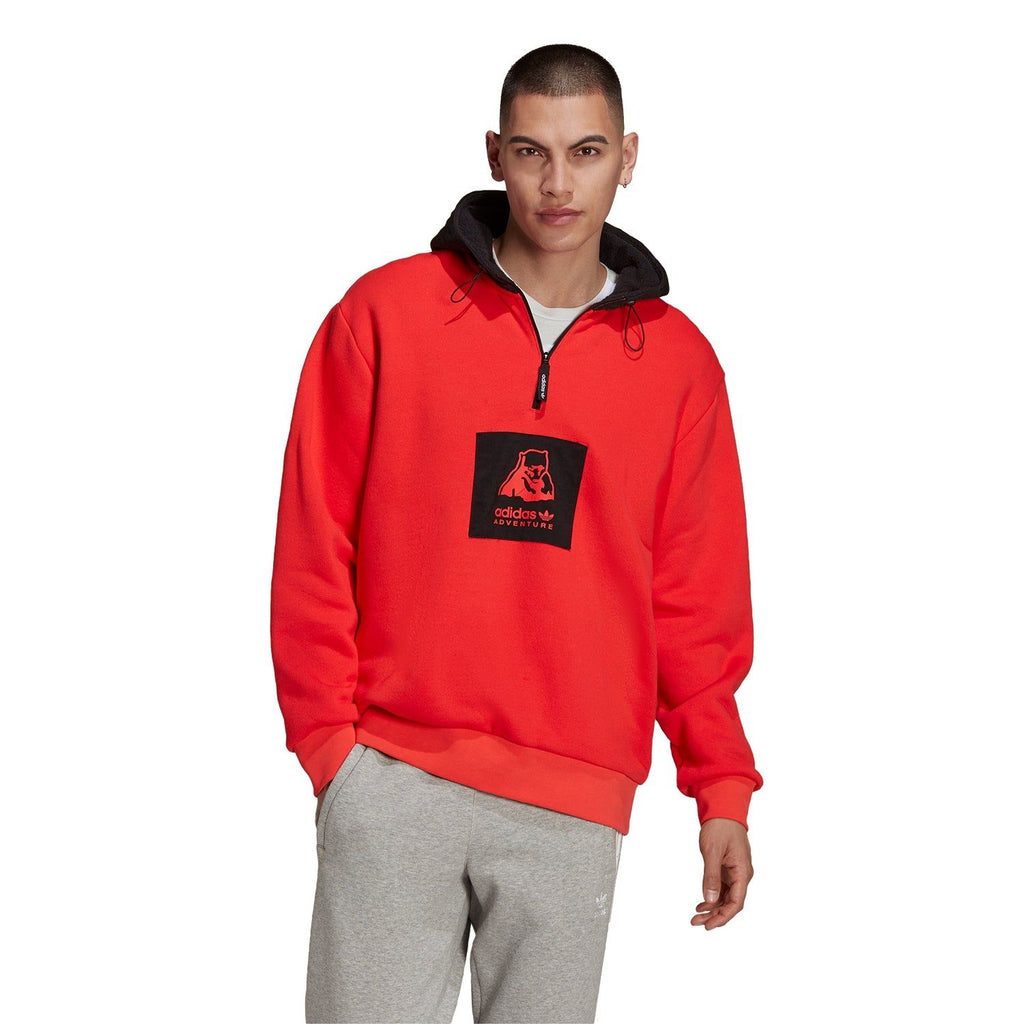adidas Originals Adventure Polar Bear Hoodie Bright Red H09078 ViaductClothing