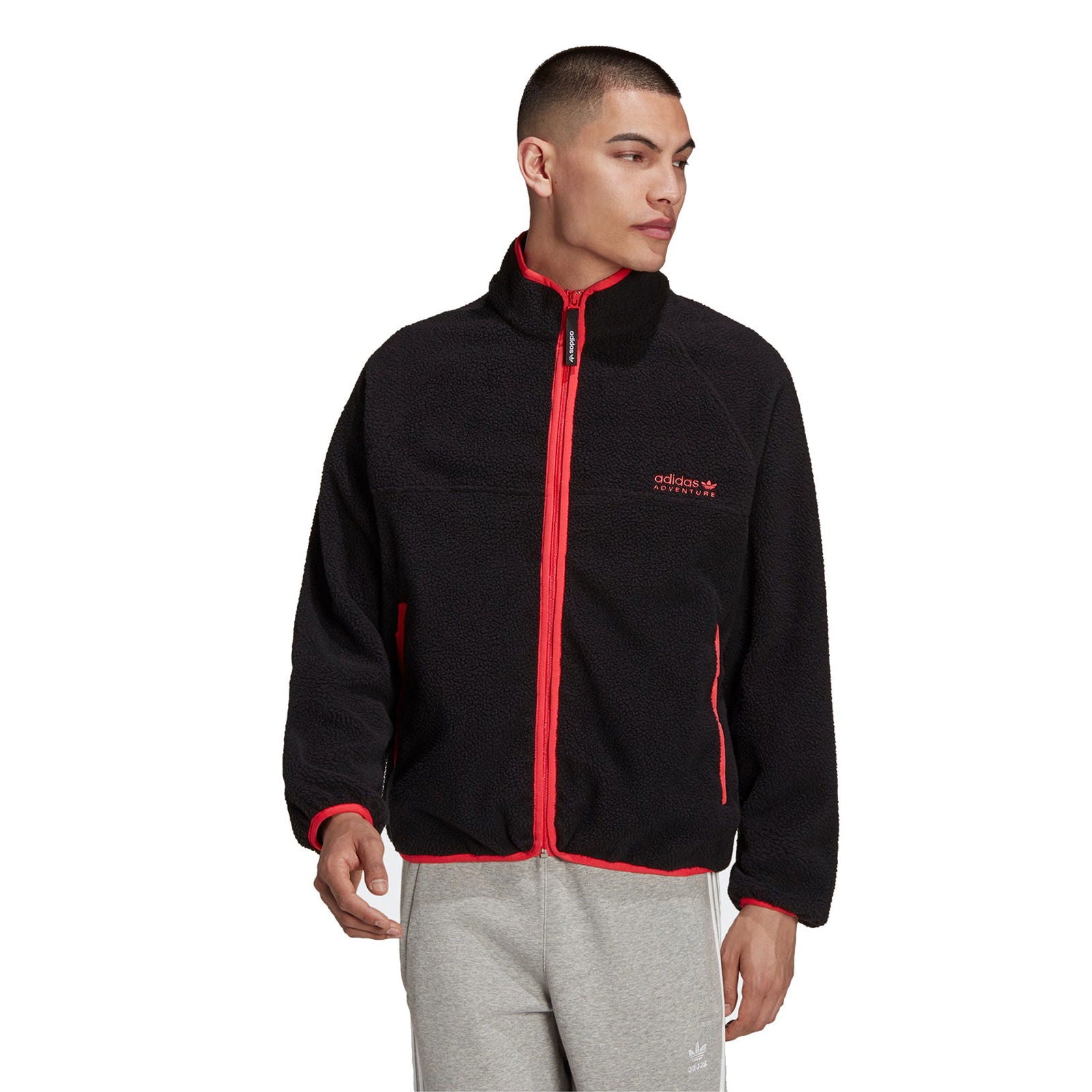 adidas Originals Adventure Polar Fleece Zip-Through Track Jacket - Black - ViaductClothing - -