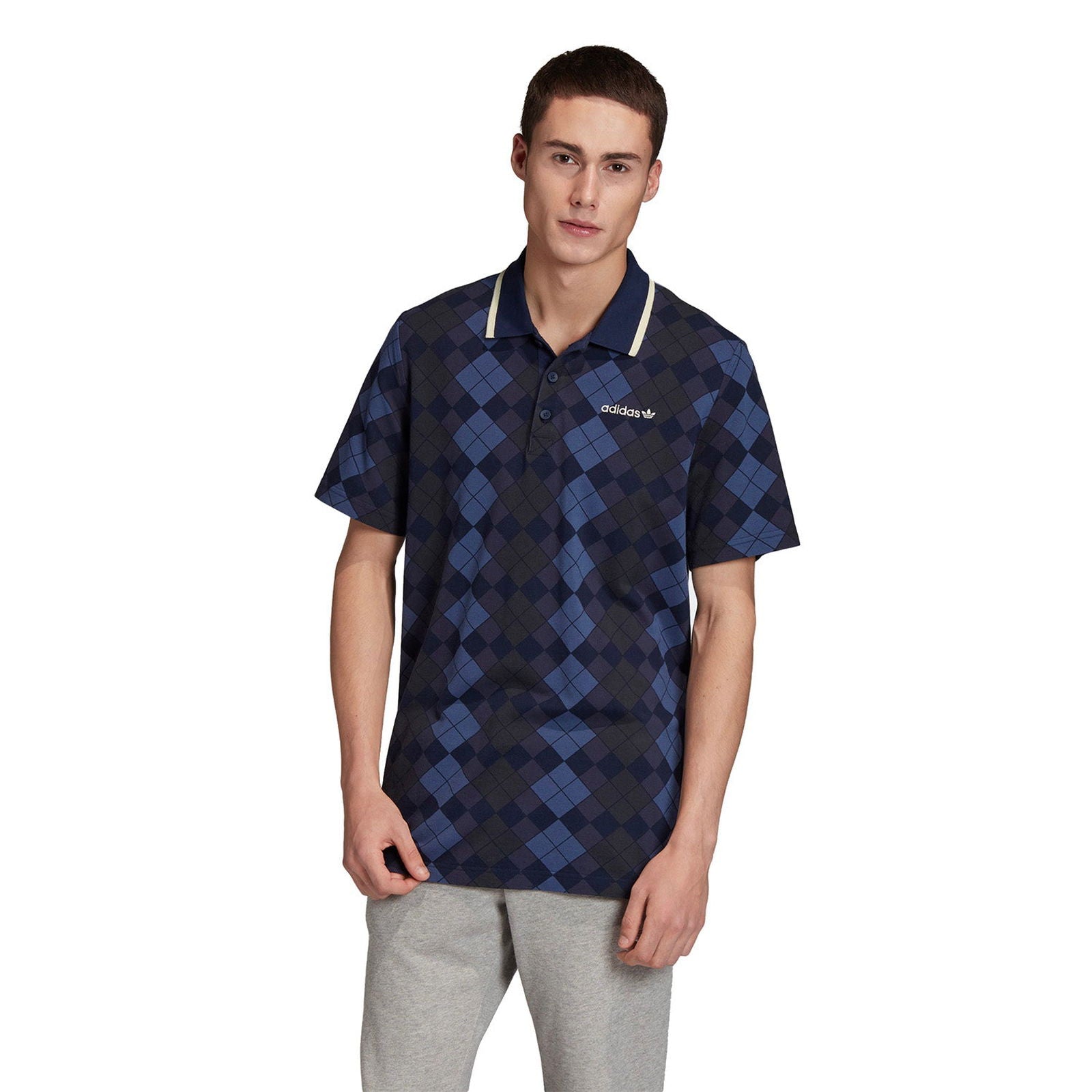 adidas Originals Argyle Ivan Lendl Polo Shirt - Navy - ViaductClothing - -