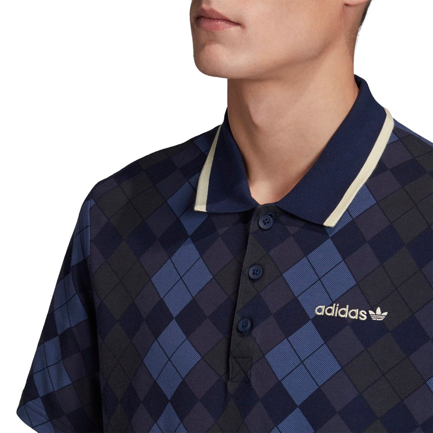adidas Originals Argyle Ivan Lendl Polo Shirt - Navy - ViaductClothing - -