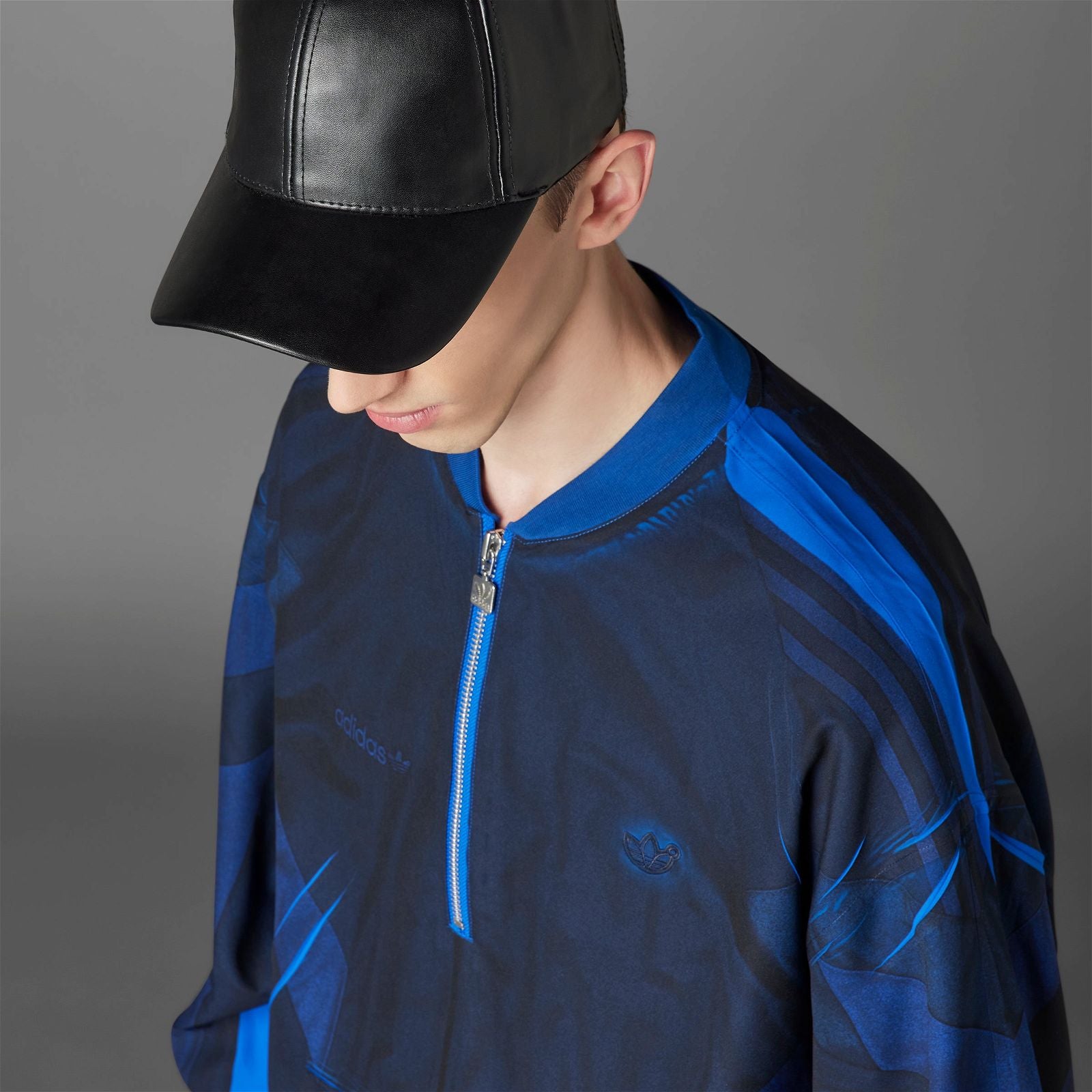 adidas Originals Blue Version Half-Zip Soccer Silk Track Top - Navy - ViaductClothing - -