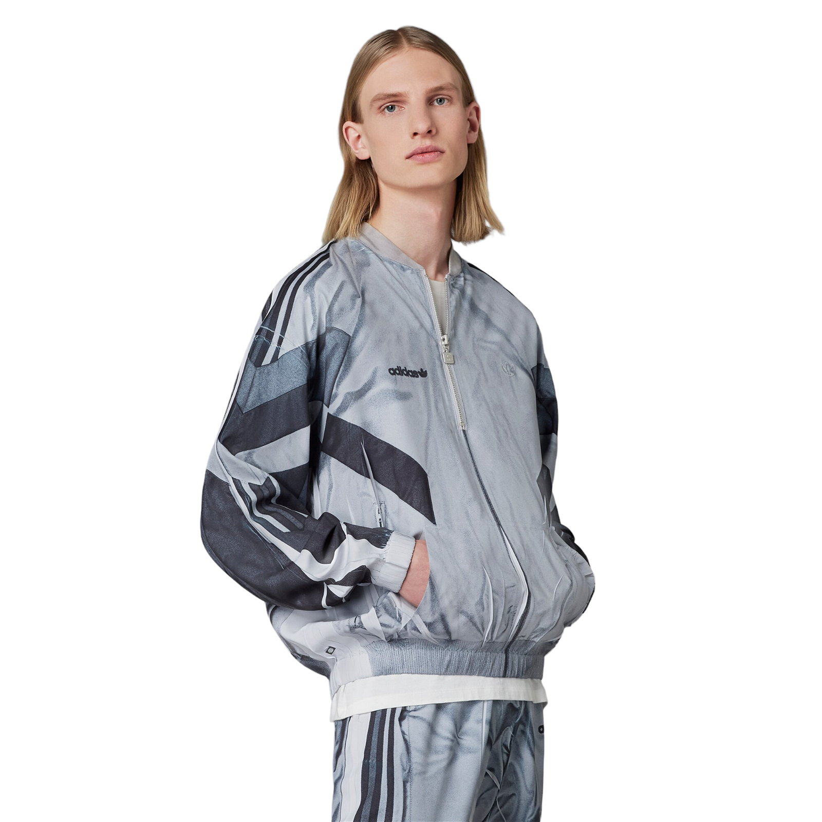 adidas Originals Blue Version Half-Zip Soccer Track Top - Grey - ViaductClothing - -