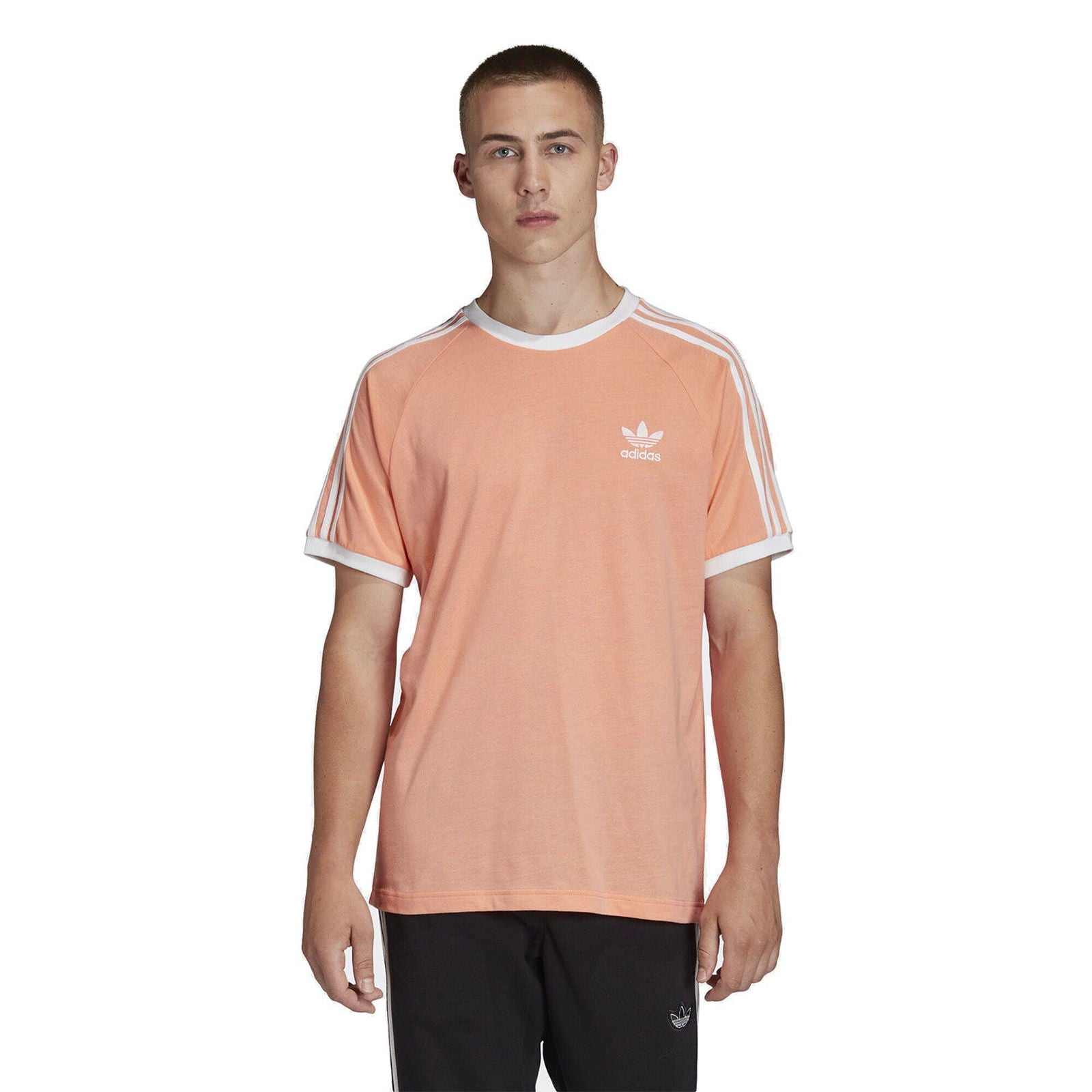adidas Originals California 3 Stripe Tee - Chalk Coral - ViaductClothing - -