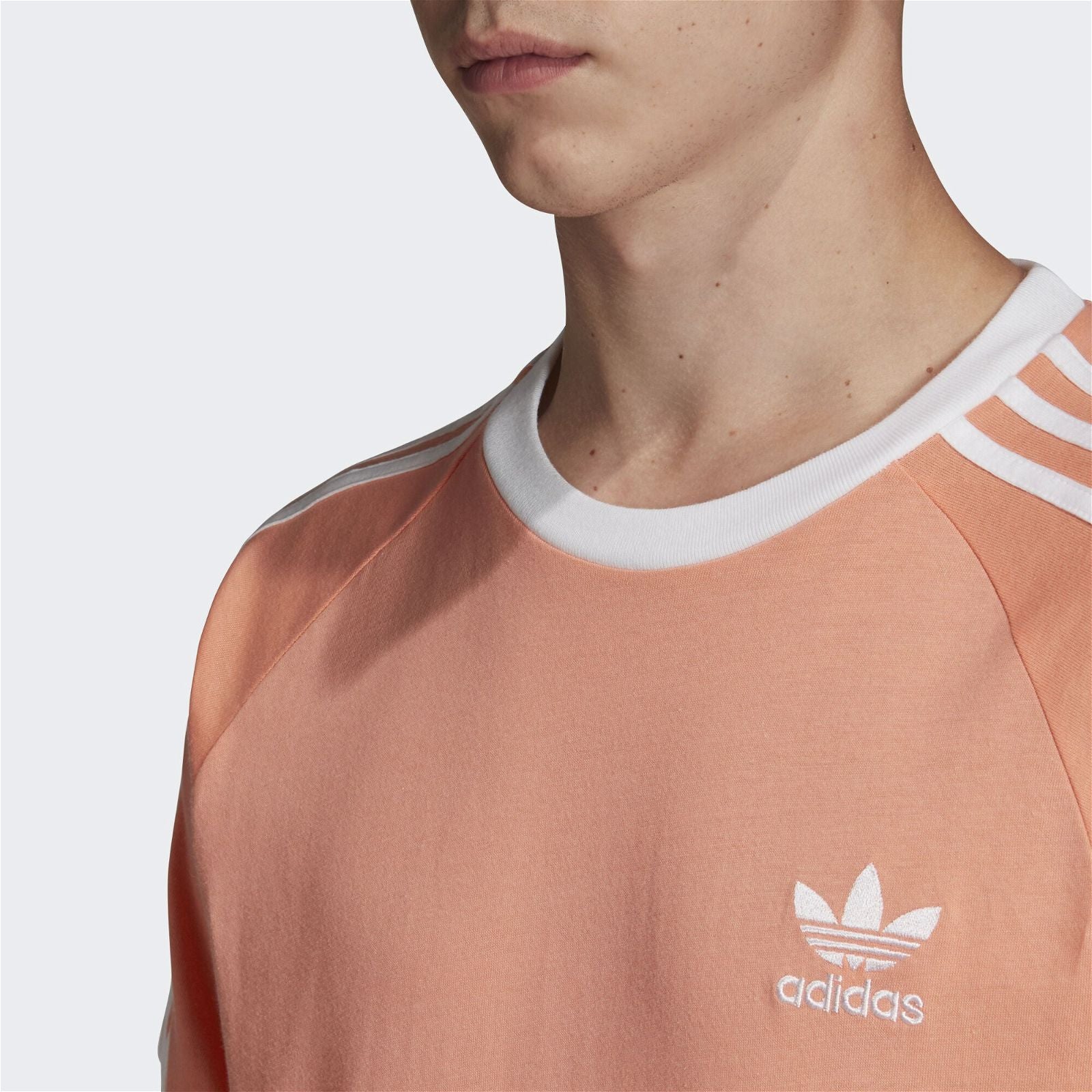 adidas Originals California 3 Stripe Tee - Chalk Coral - ViaductClothing - -