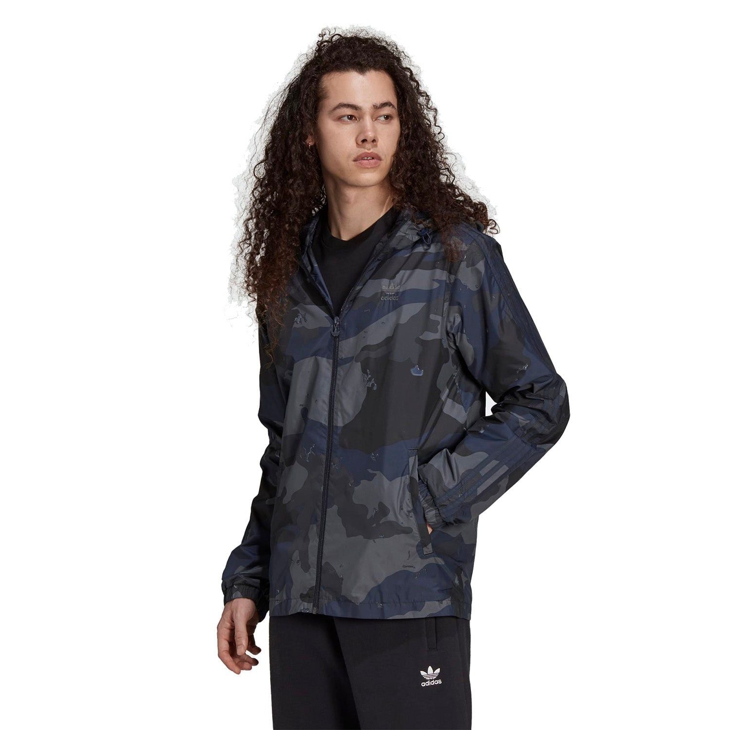 adidas Originals Camo Graphic Windbreaker Jacket - Night Navy - ViaductClothing - -