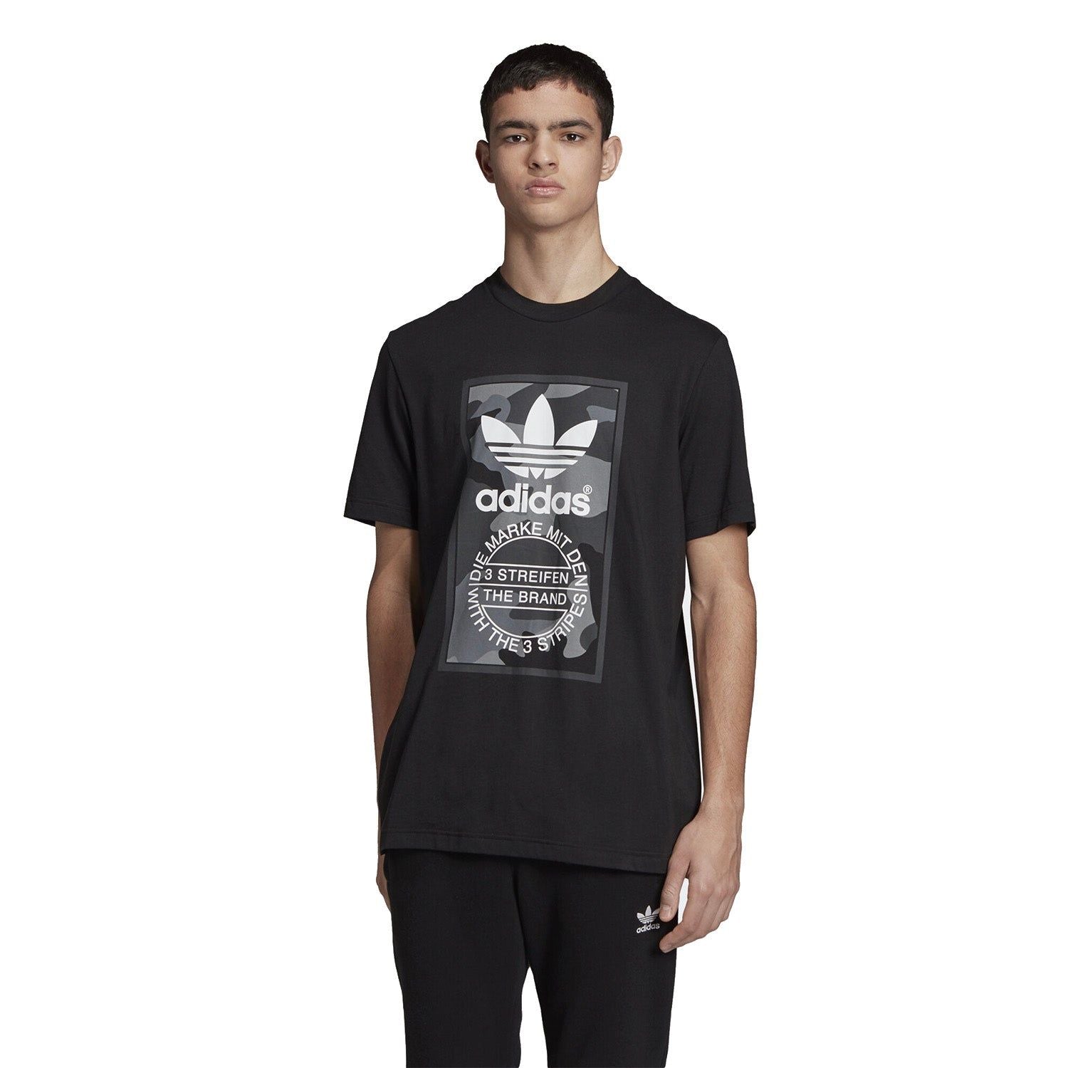 adidas Originals Camouflage Tongue Label T-Shirt - Black - ViaductClothing - -