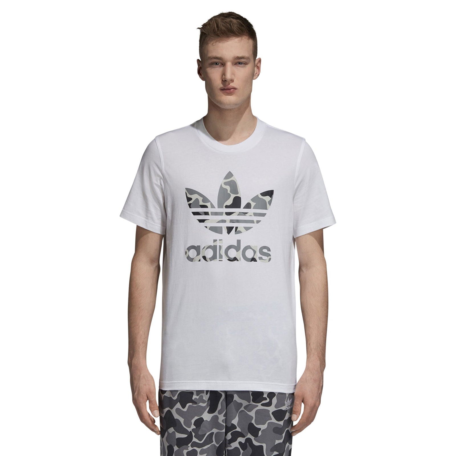 adidas Originals Camouflage Trefoil Tee - White - ViaductClothing - -