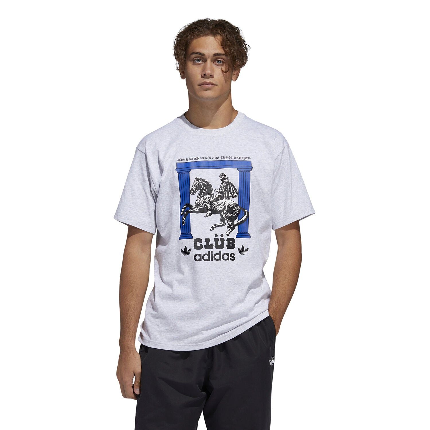 adidas Originals Club Pillars Tee - Grey - ViaductClothing - -