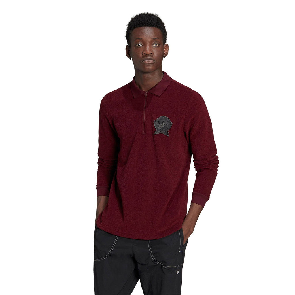 adidas Originals Collegiate Crest Polo Shirt Burgundy H32145 ViaductClothing