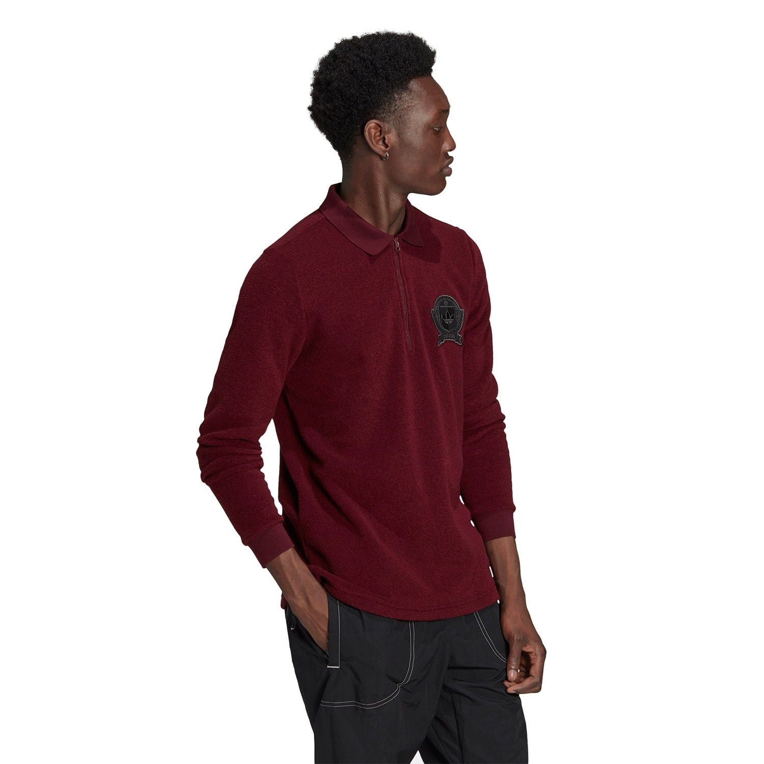 adidas Originals Collegiate Crest Polo Shirt - Burgundy - ViaductClothing - -