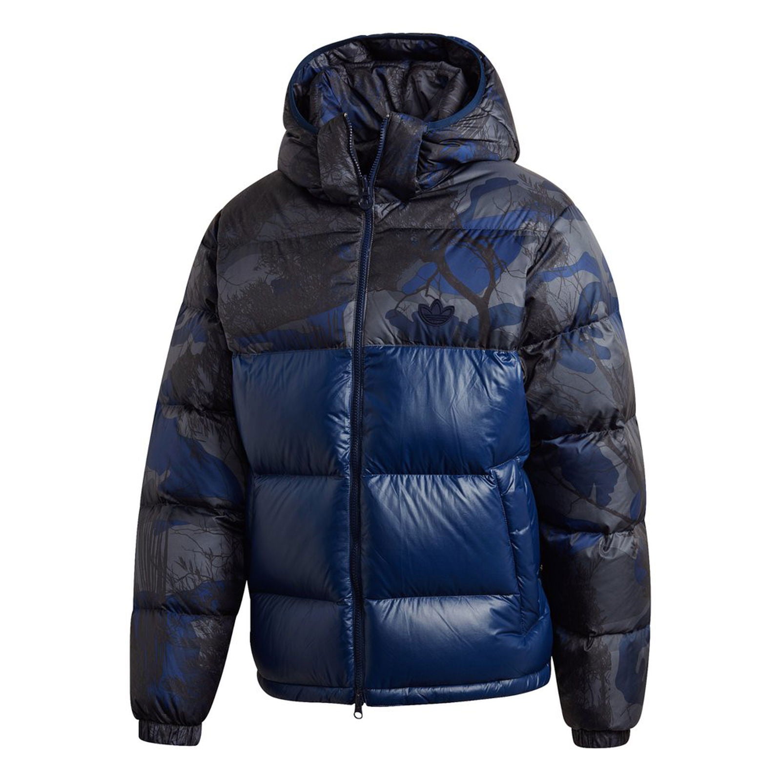adidas Originals Down Regen Blocked Camo Print Puffer Jacket - Blue - ViaductClothing - -