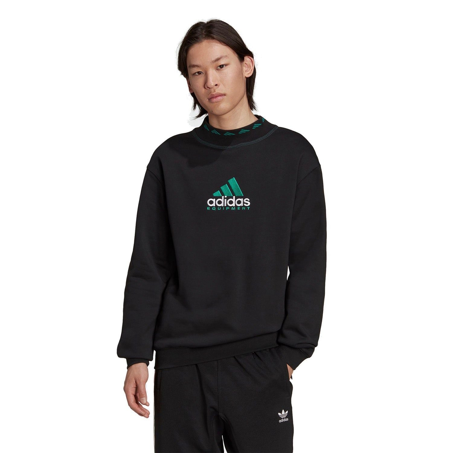 adidas Originals EQT 90s Archive Crewneck Sweatshirt - Black - ViaductClothing - -
