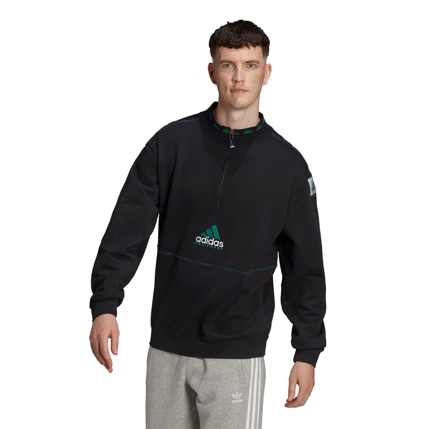 adidas Originals EQT Quarter-Zip Sweatshirt - Black - ViaductClothing - -