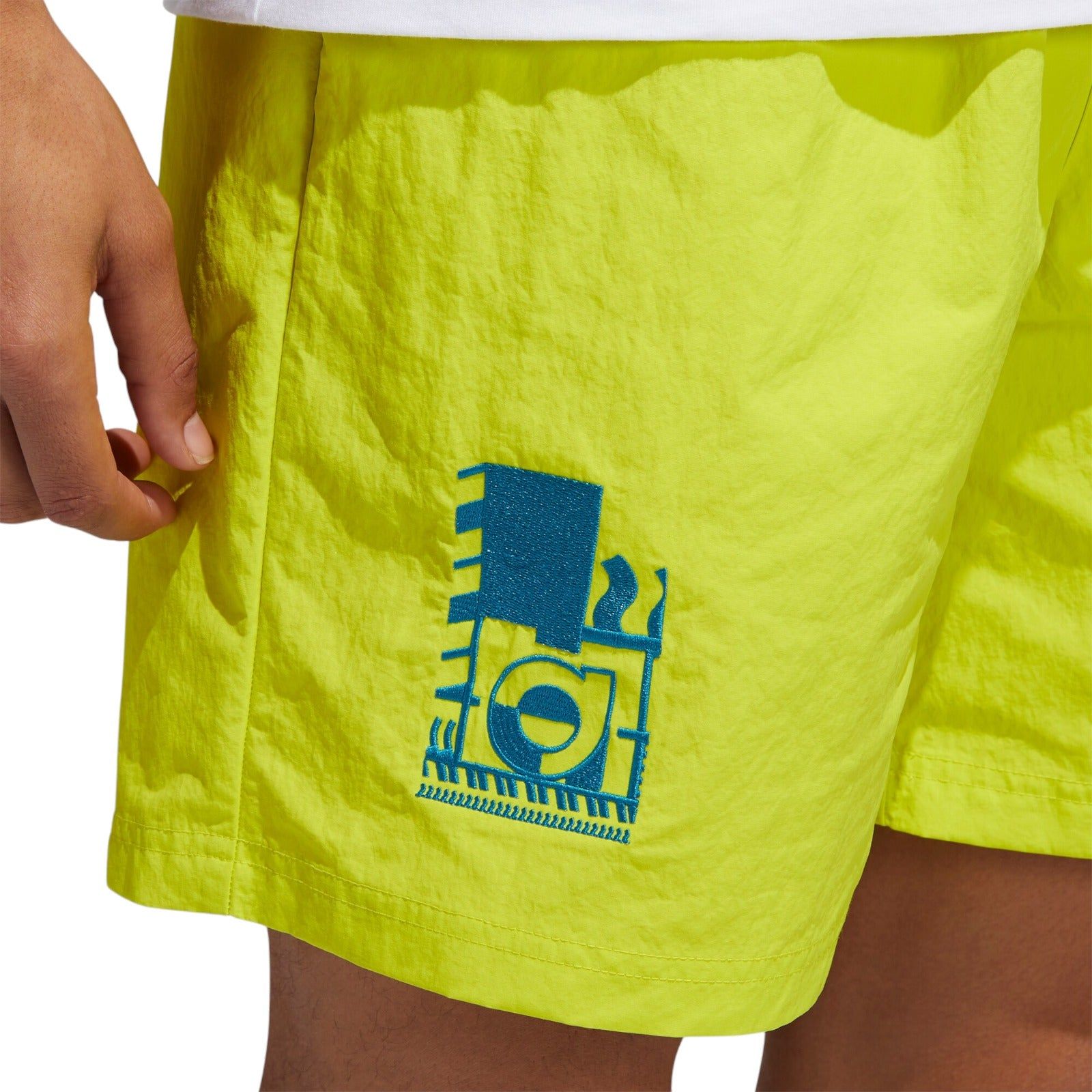 adidas Originals Emblem Woven Shorts - Acid Yellow - ViaductClothing - -