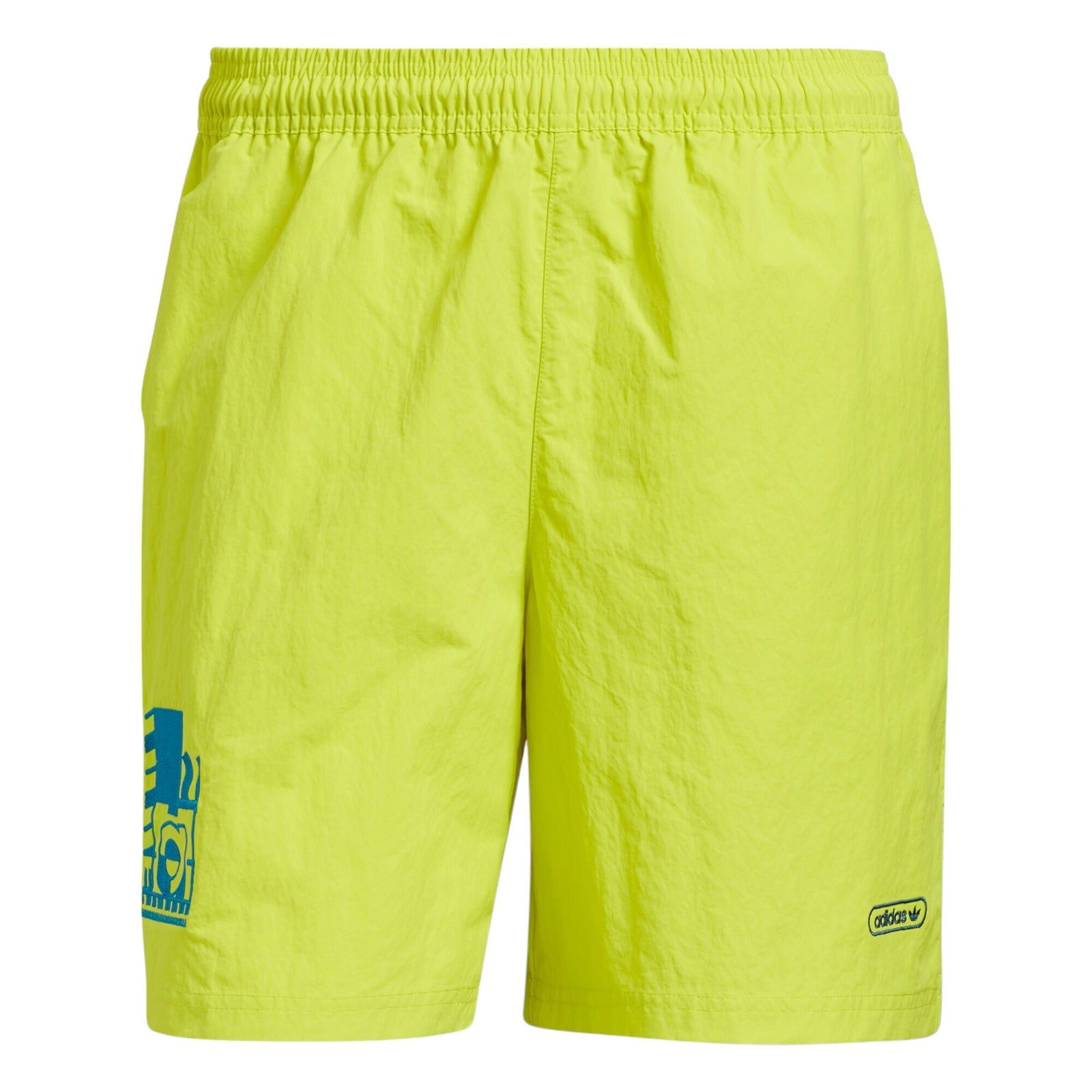 adidas Originals Emblem Woven Shorts - Acid Yellow - ViaductClothing - -