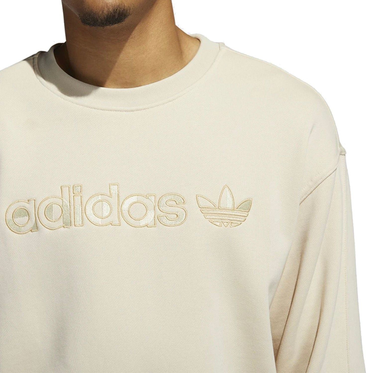 adidas Originals Embroidered Crew Sweatshirt - Beige - ViaductClothing - -