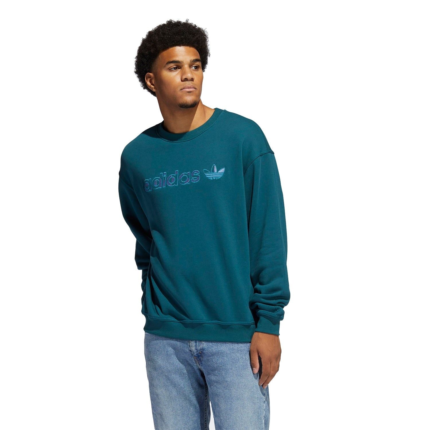 adidas Originals Embroidered Crew Sweatshirt - Green - ViaductClothing - -