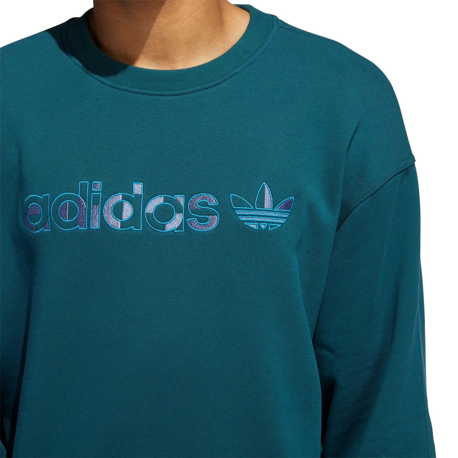 adidas Originals Embroidered Crew Sweatshirt - Green - ViaductClothing - -