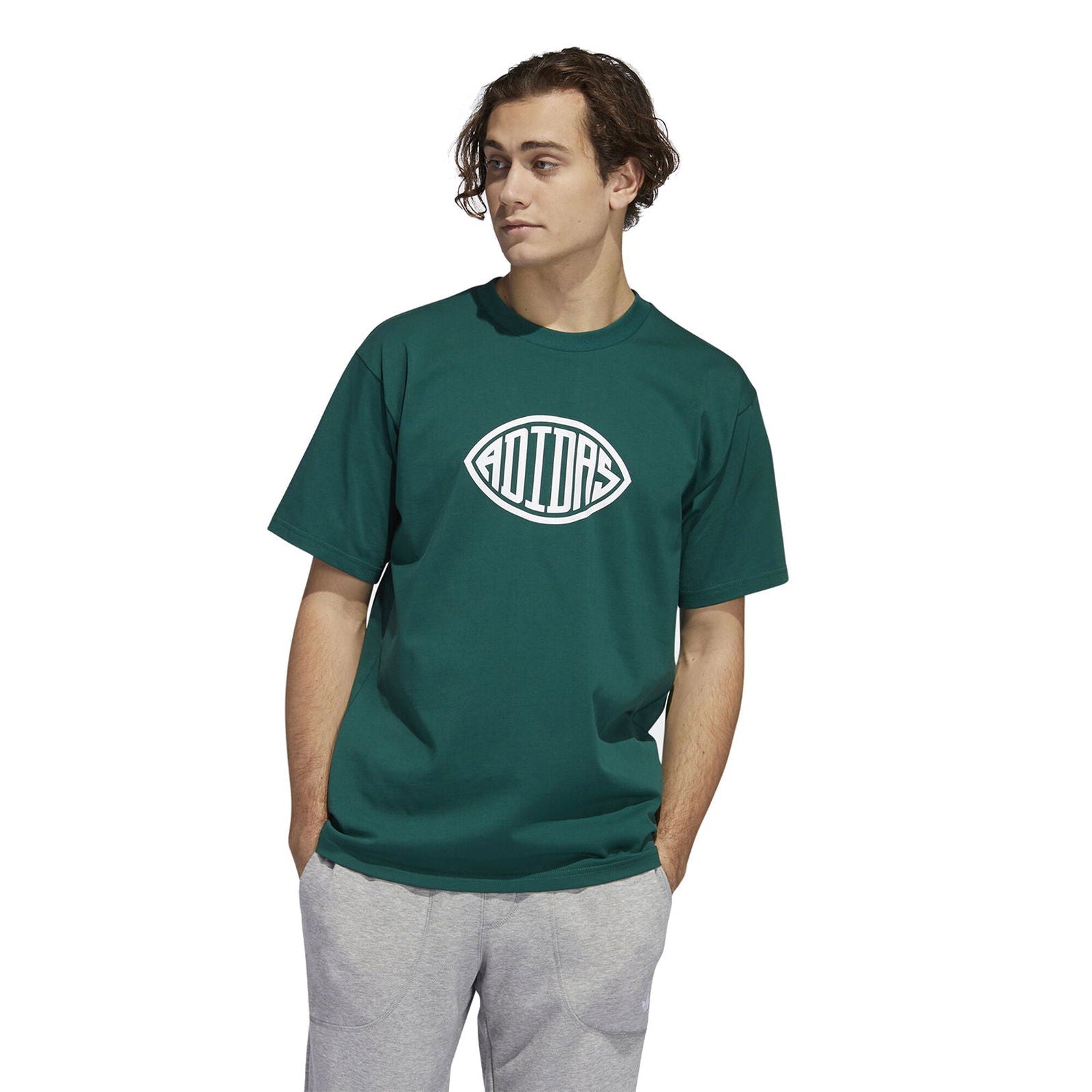 adidas Originals Football Logo T Shirt - Green - ViaductClothing - -