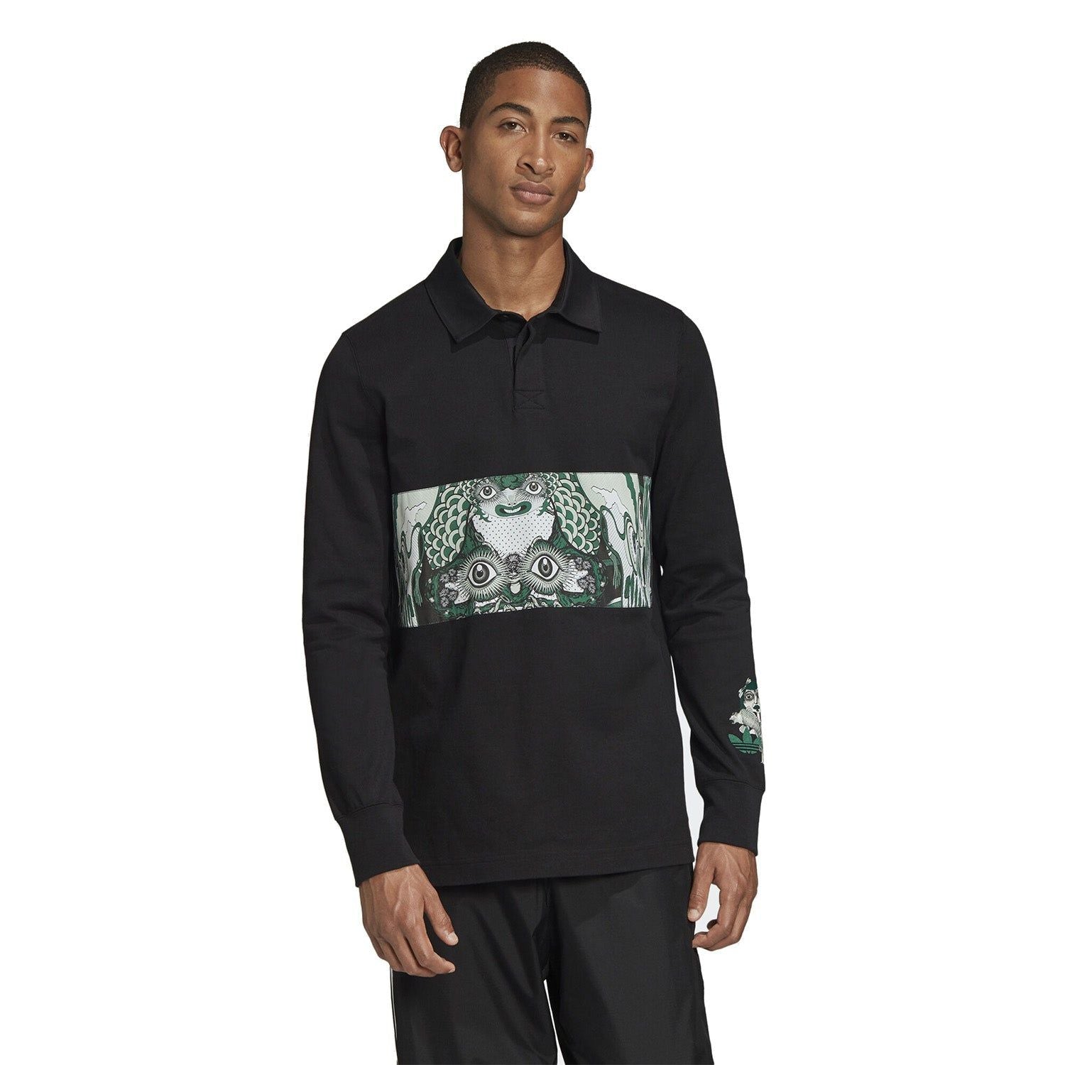 adidas Originals Galllery Tanaami Rugby Shirt - Black - ViaductClothing - -