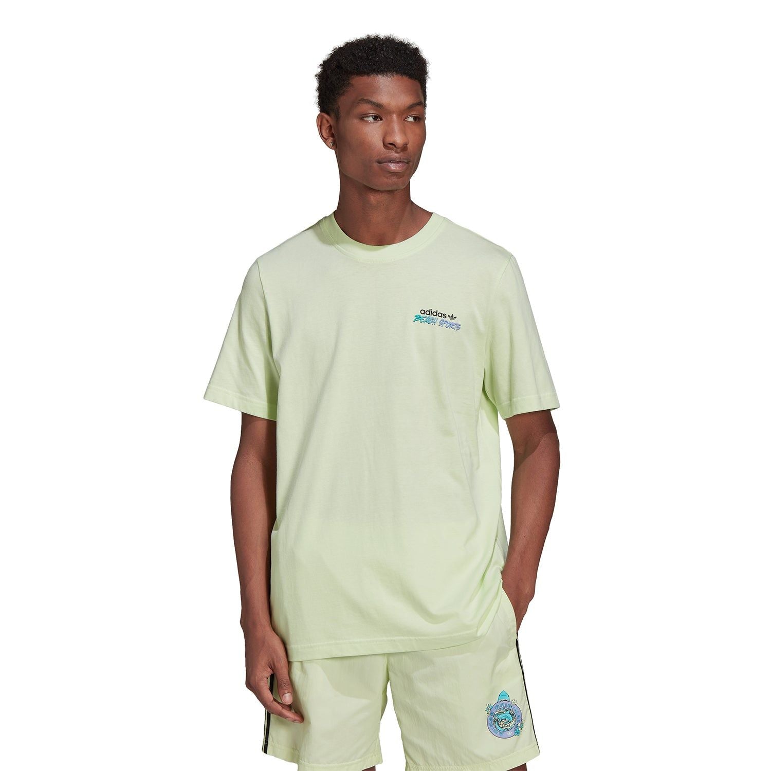 adidas Originals Graphic Stoked Fish Flowers T-Shirt - Almost Lime - ViaductClothing - -