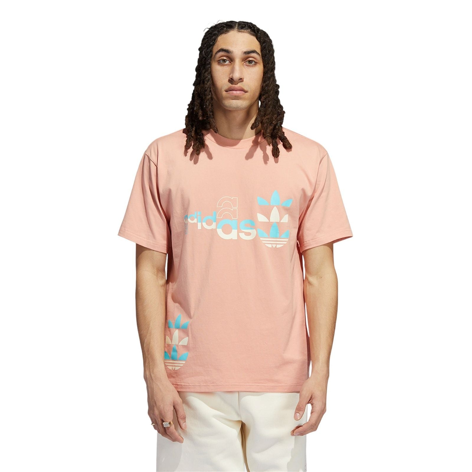 adidas Originals Logo Play Short Sleeve Tee - Ambient Blush Pink - ViaductClothing - -
