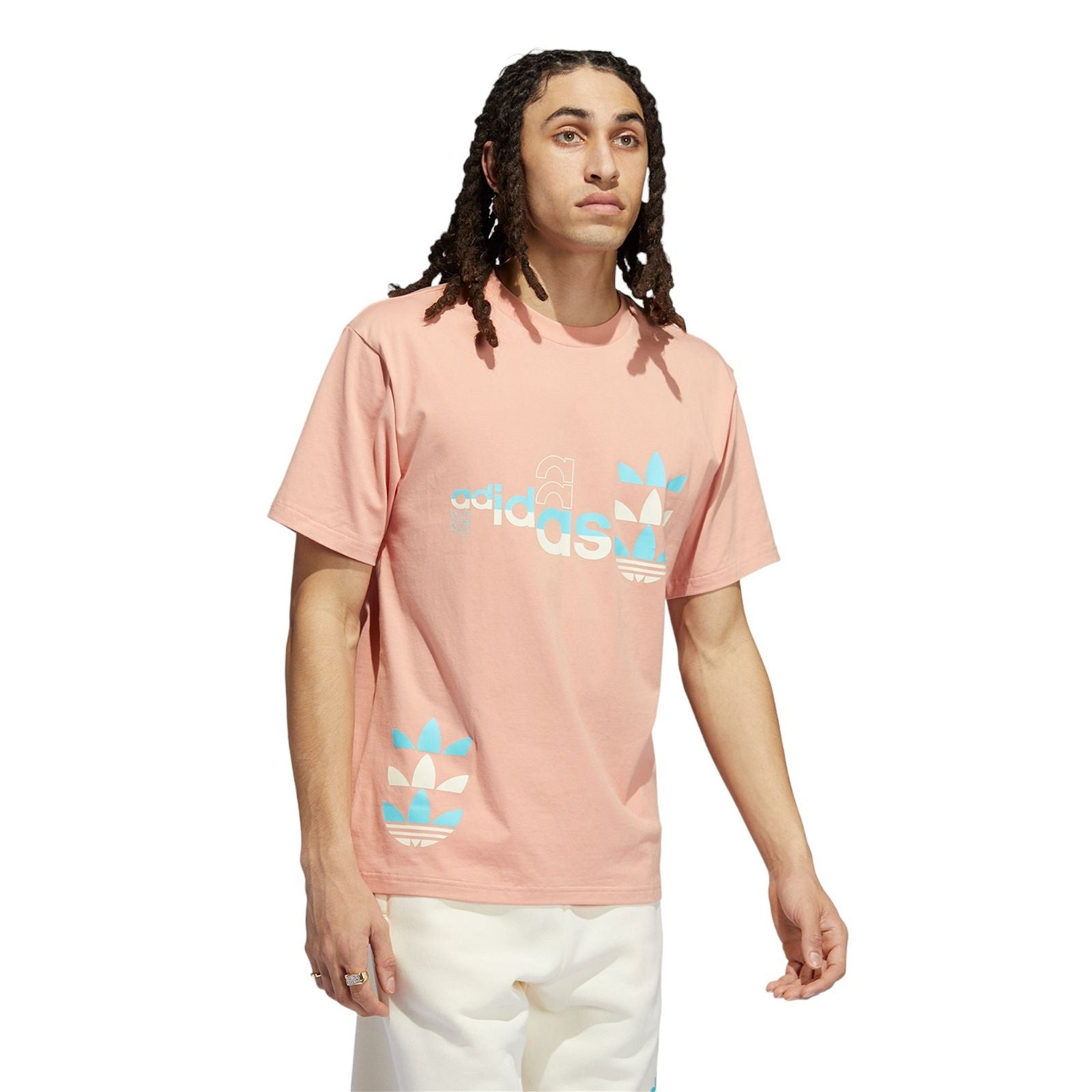 adidas Originals Logo Play Short Sleeve Tee - Ambient Blush Pink - ViaductClothing - -