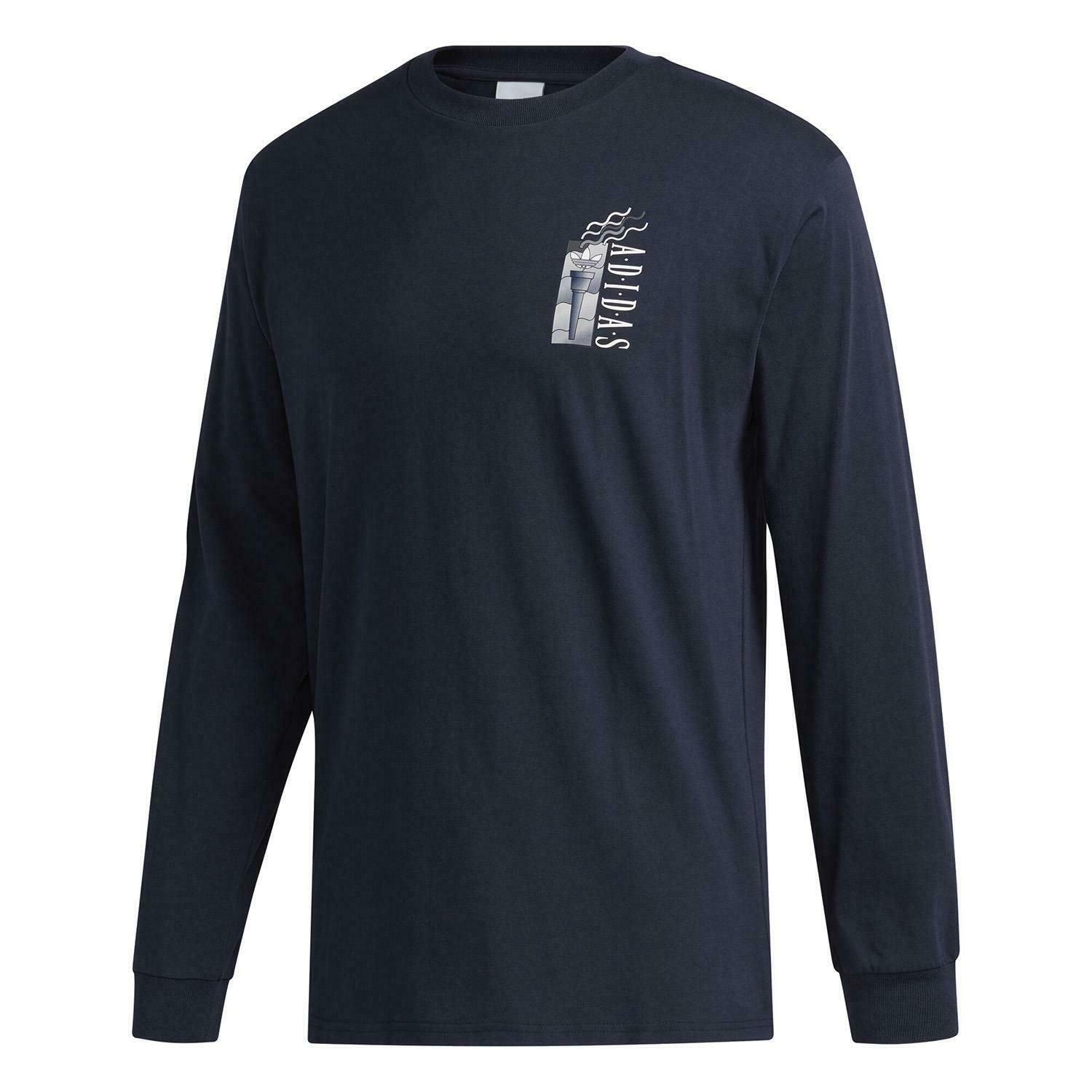 adidas Originals Long Sleeved Torch T Shirt - Navy - ViaductClothing - -