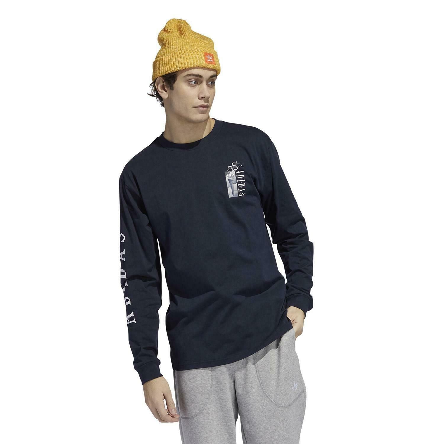 adidas Originals Long Sleeved Torch T Shirt - Navy - ViaductClothing - -