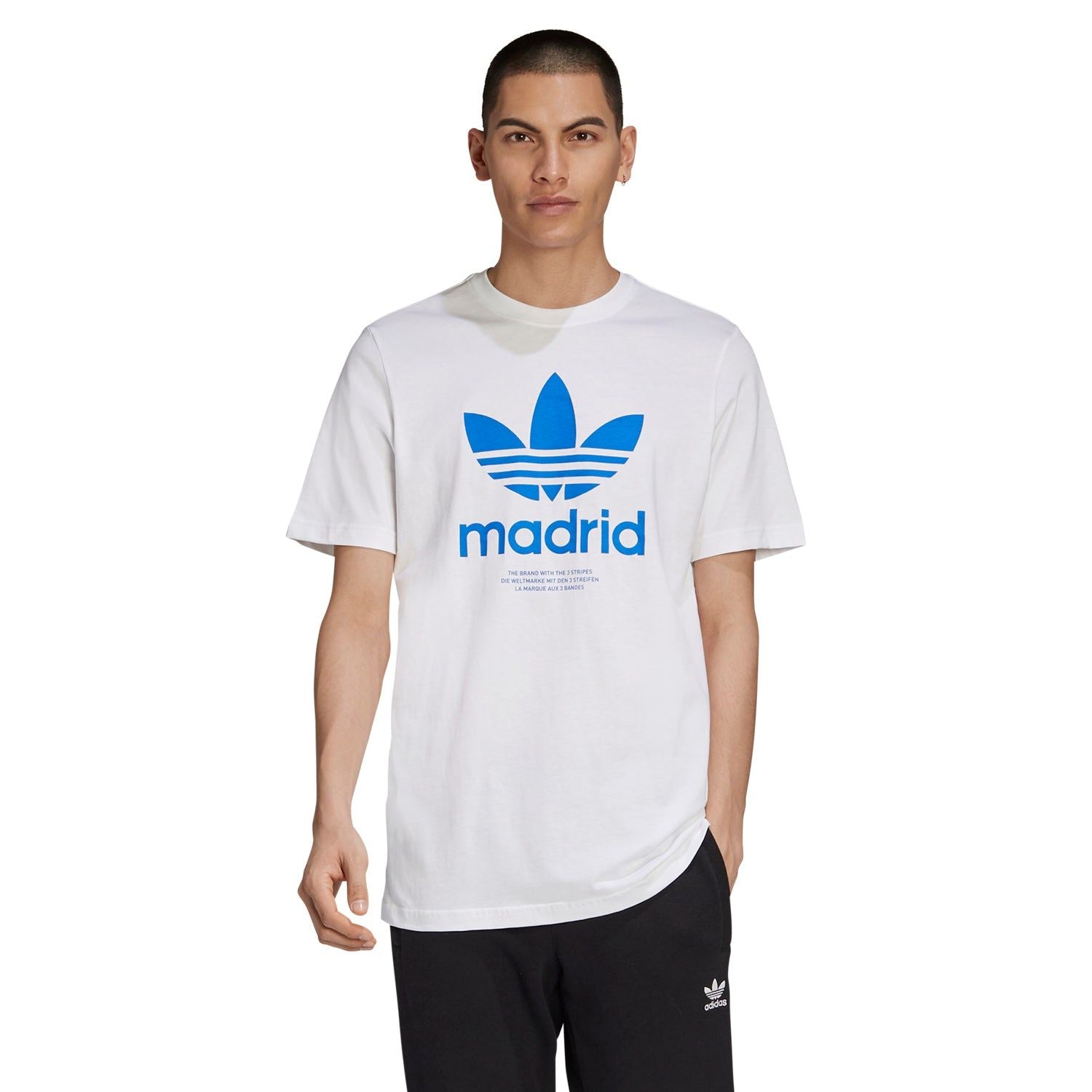 adidas Originals Men's Madrid Trefoil T-Shirt - White - ViaductClothing - -