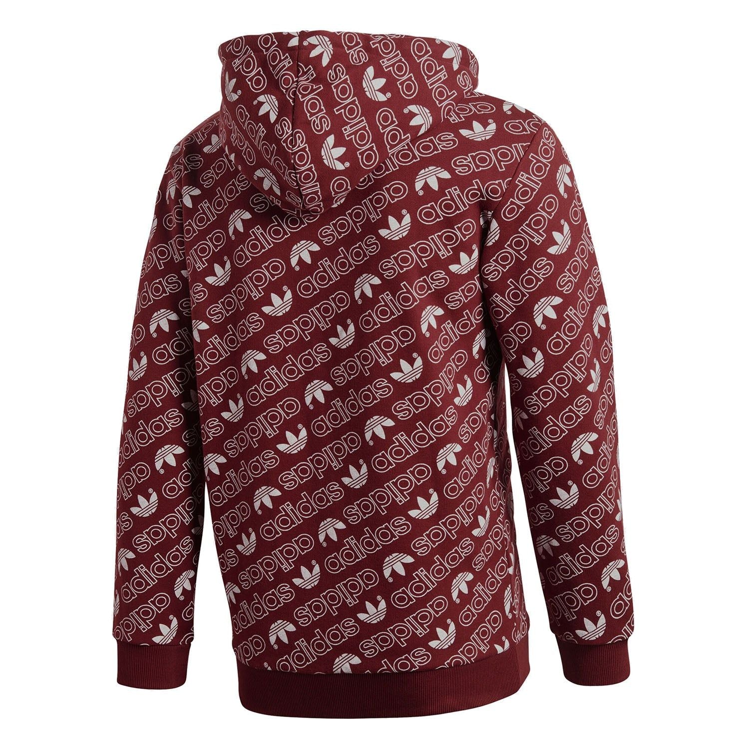 adidas Originals Monogram Full Zip Hoodie - Burgundy - ViaductClothing - -